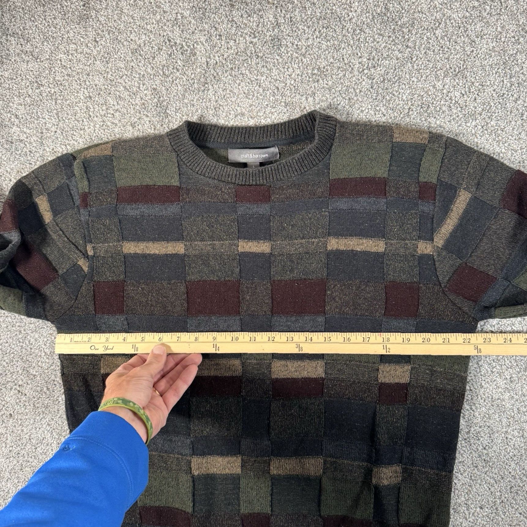 Croft & Barrow Croft & Barrow Sweater L Pullover 90s Textured Patchwork Grunge Biggie Hip-Hop Multicolor Knit Crew Neck Long Sleeve Mens Regular Winter Fall Spring Size US L / EU 52-54 / 3 - 3 Thumbnail
