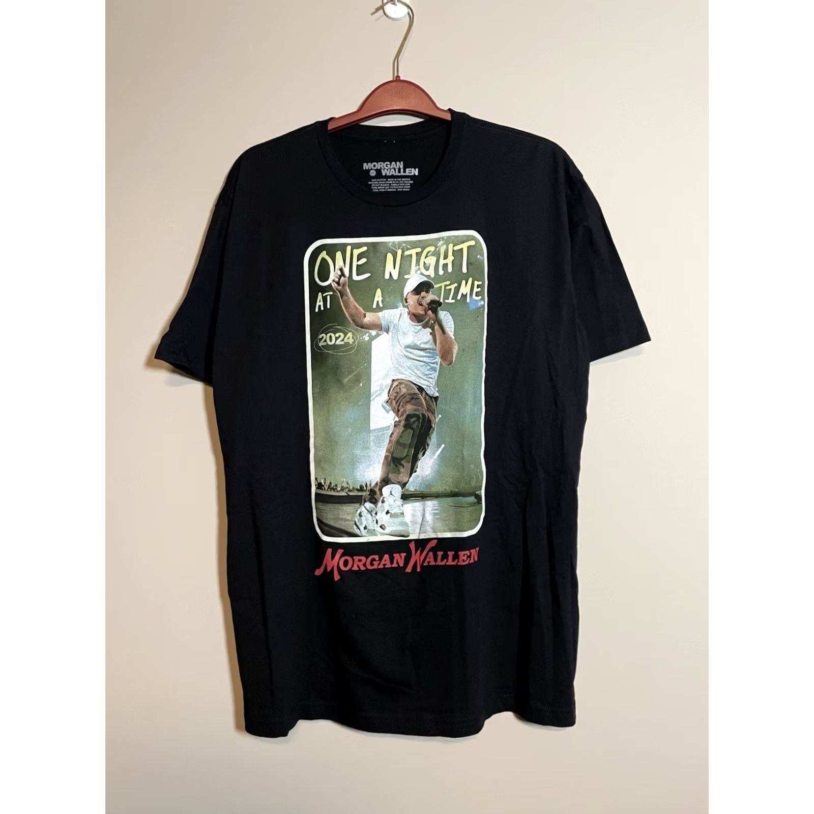 Vintage Morgan Wallen One Night At A Time World Tour T Shirt Black 2XL Mens Crew Neck Short Sleeve Logo Cotton Vintage: No Size US XXL / EU 58 / 5 - 2 Thumbnail