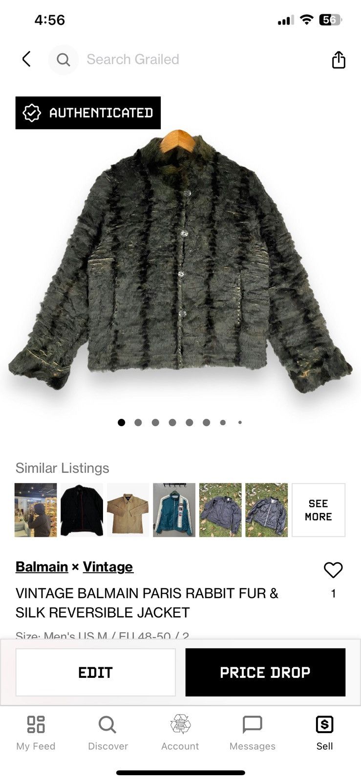 Balmain × Vintage VINTAGE BALMAIN PARIS RABBIT FUR & SILK REVERSIBLE JACKET Size L / US 10 / IT 46 - 14 Thumbnail