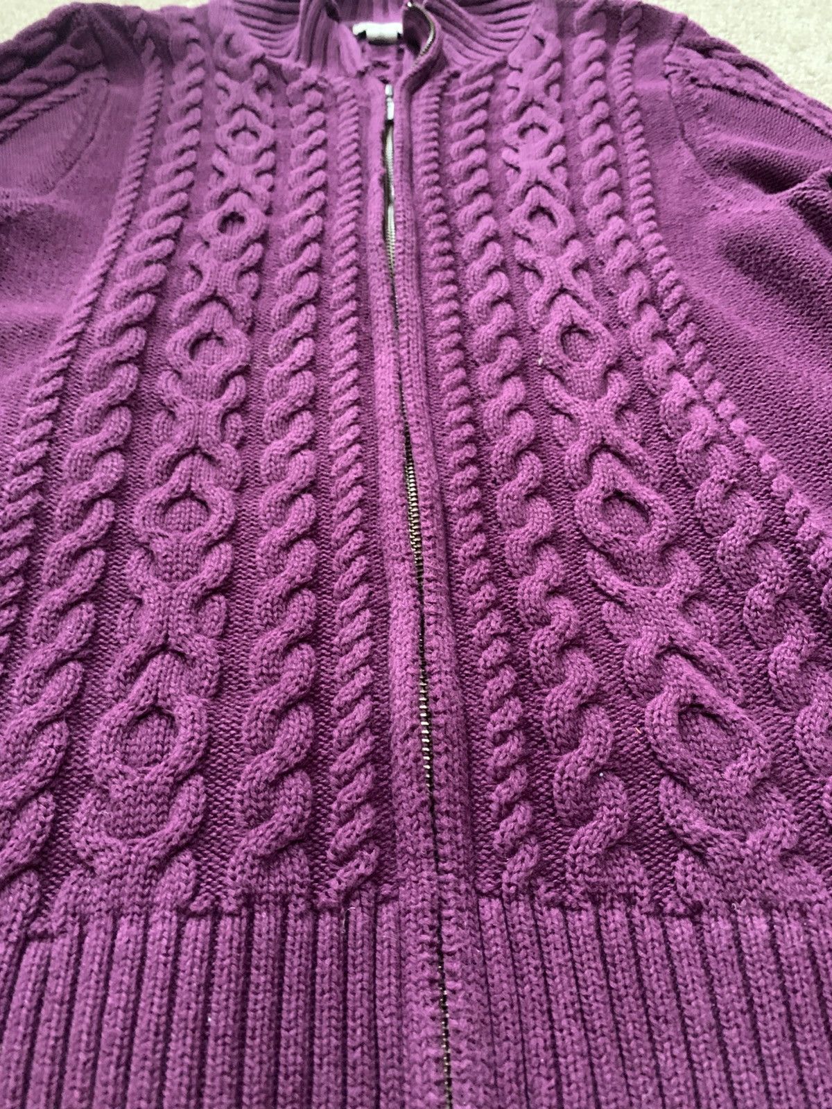 Lands' End Lands End Cable Knit Zip-Up Size L / US 10 / IT 46 - 2 Thumbnail