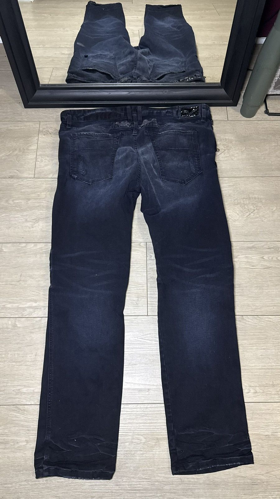 Robins Jeans Y2K 2000s Robin’s Biker Jeans Slim Straight Indigo Black Size US 38 / EU 54 - 2 Thumbnail
