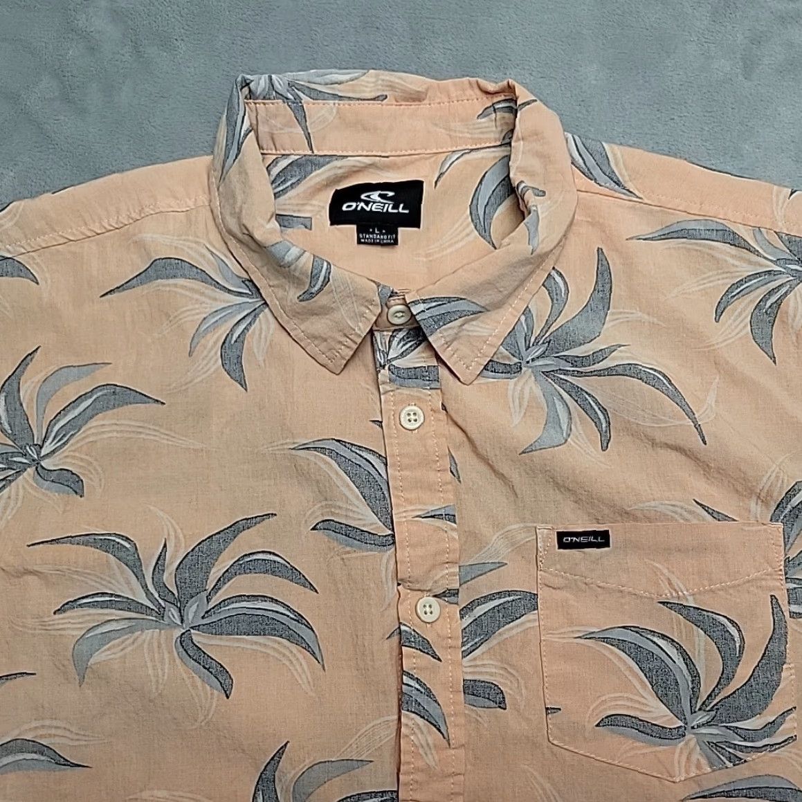 O'Neill VINTAGE ONeill Shirt Mens Large Peach Palm Print Rayon Cotton Blend Surf Aloha Casual Size US L / EU 52-54 / 3 - 3 Thumbnail