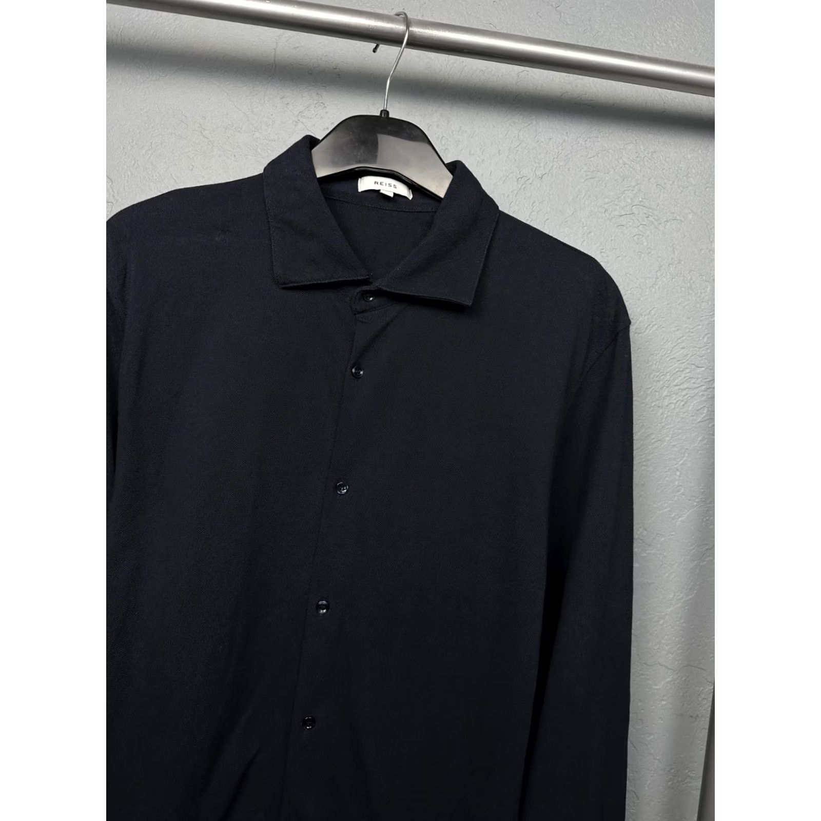 Reiss Reiss Mens Long Sleeve Shirt XL Cotton Blue Knit Button-Up Shirt Mens XL Blue Cotton Button-Up Vintage: No Size US XL / EU 56 / 4 - 2 Thumbnail