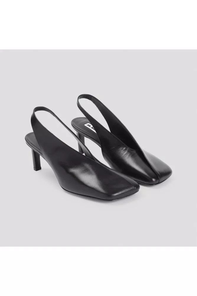 Jil Sander o1s22i1n0125 Shiny Leather Slingback Pumps in Black Size US 6 / IT 36 - 3 Thumbnail