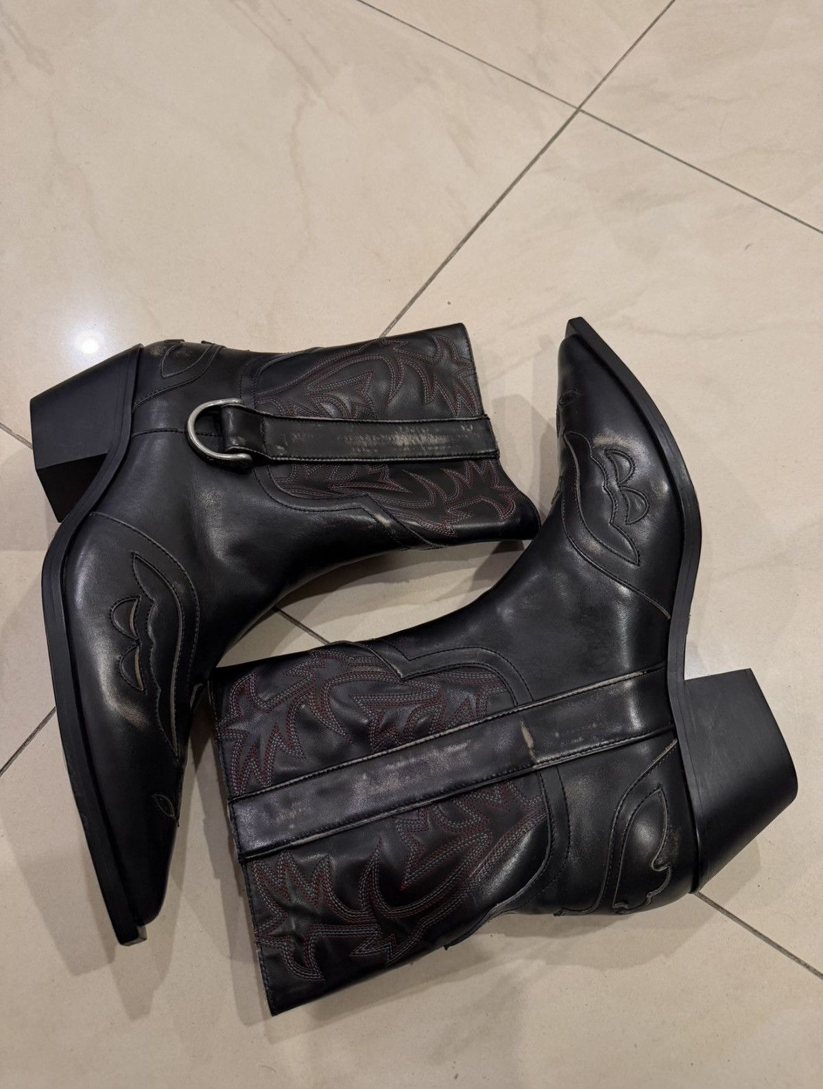 Enfants Riches Deprimes Enfants Riches Déprimés Distressed Leather Cowboy Boots Size US 11 / EU 44 - 5 Thumbnail