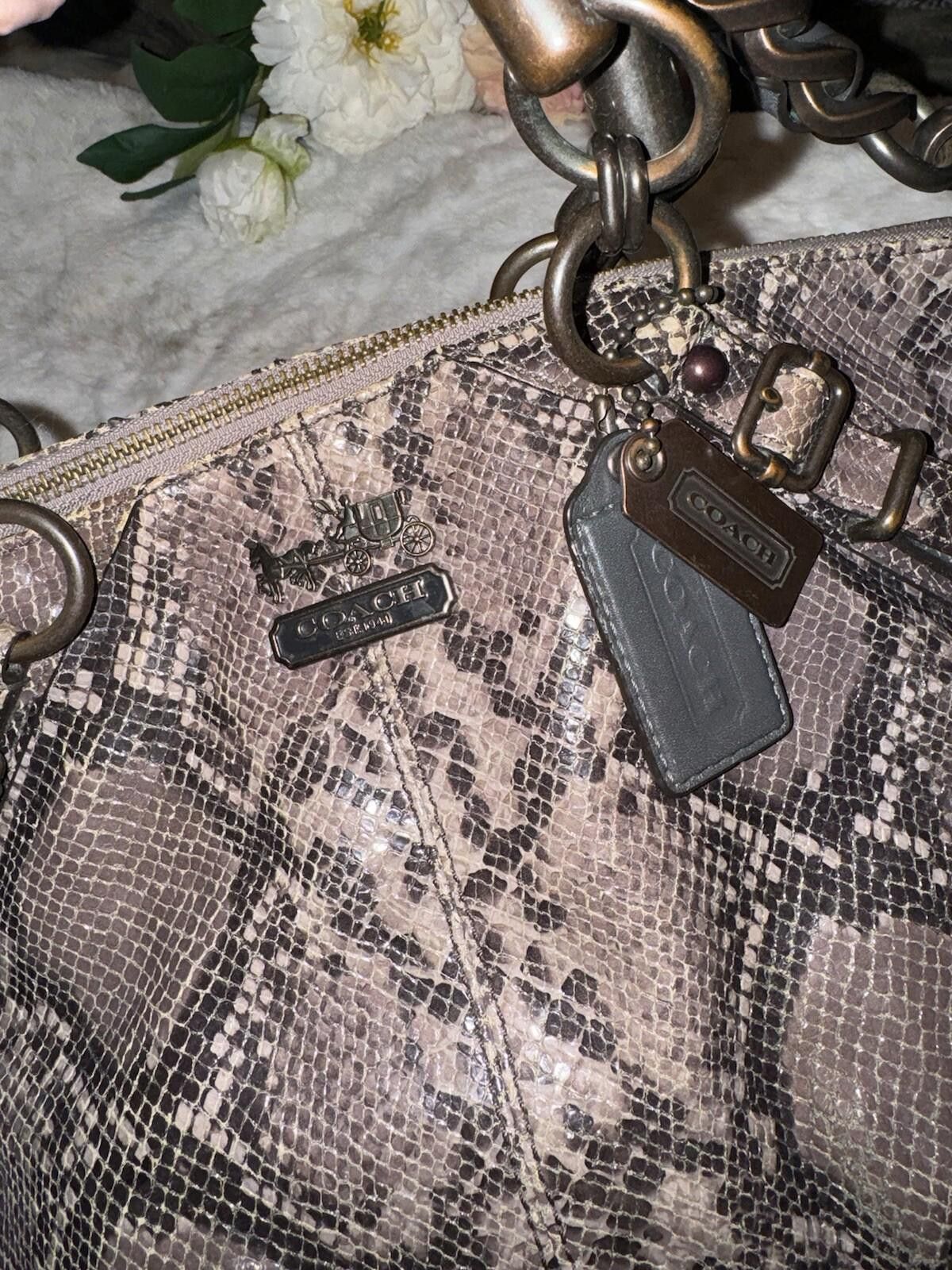 Coach Coach Snakeskin Hand Bag Purse Tote Satchel Soft Leather Size ONE SIZE - 5 Thumbnail