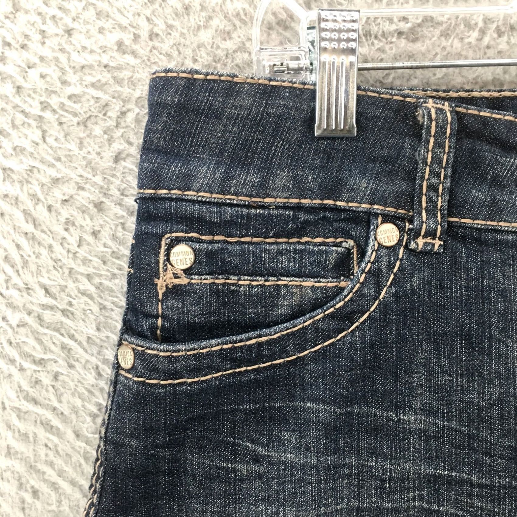 Denime Common Genes Capri Crop Jeans Womens 10 Blue Denim Zip Fly 5-Pocket Casual Jeans Mens Girls Womens Size 32" / US 10 / IT 46 - 3 Thumbnail