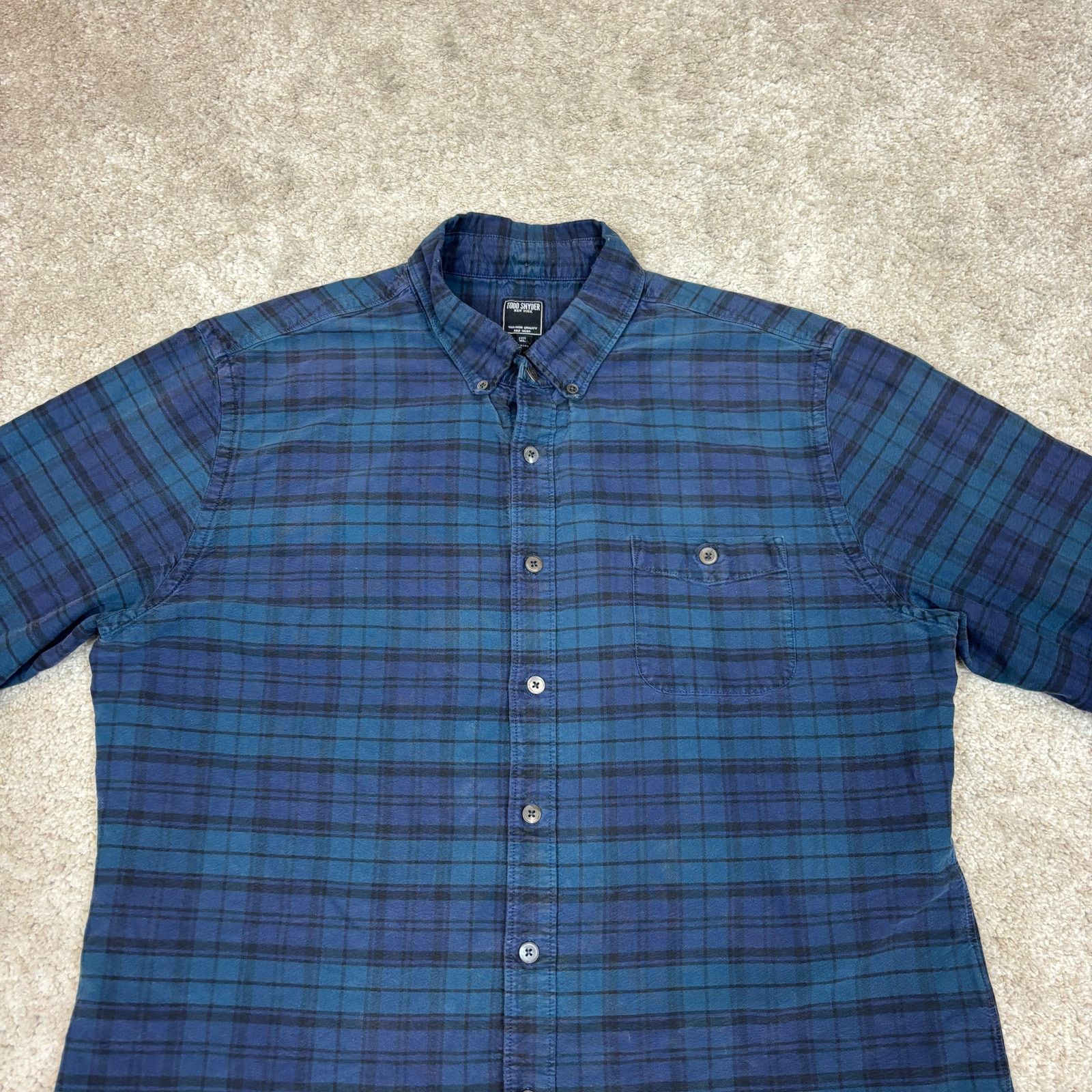 Todd Snyder Todd Snyder One Pocket Blue Plaid Flannel Shirt Men's XL Size US XL / EU 56 / 4 - 2 Thumbnail