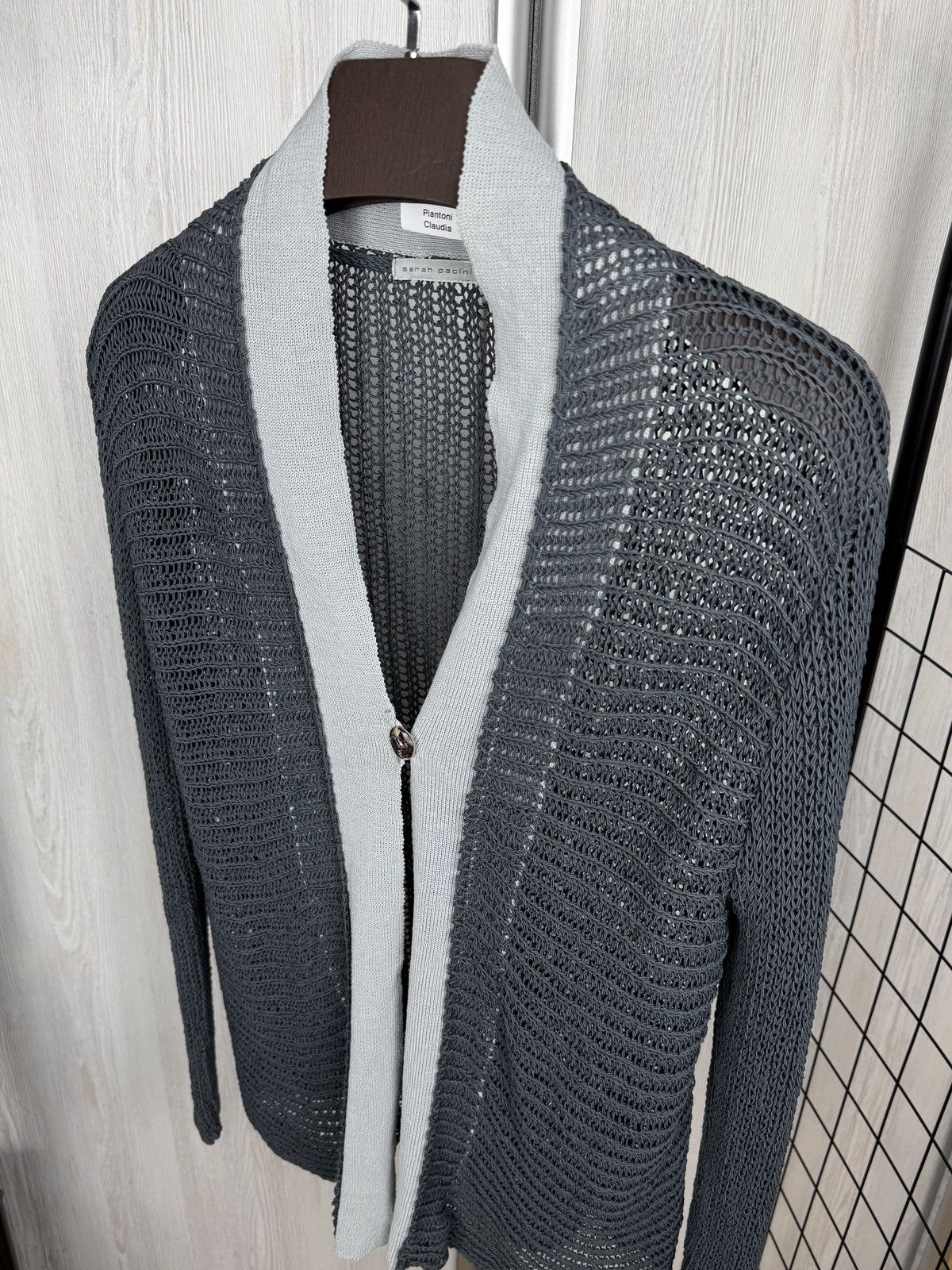 Sarah Pacini Sarah Pacini blue knitted one button cardigan Size M / US 6-8 / IT 42-44 - 6 Thumbnail