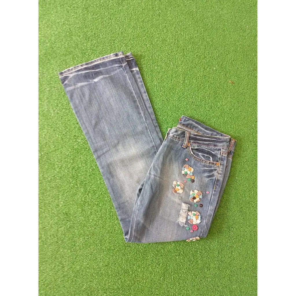Other Jolina Vintage Embroidered Button Patch Jeans – Size 40 Size 31" - 1 Thumbnail