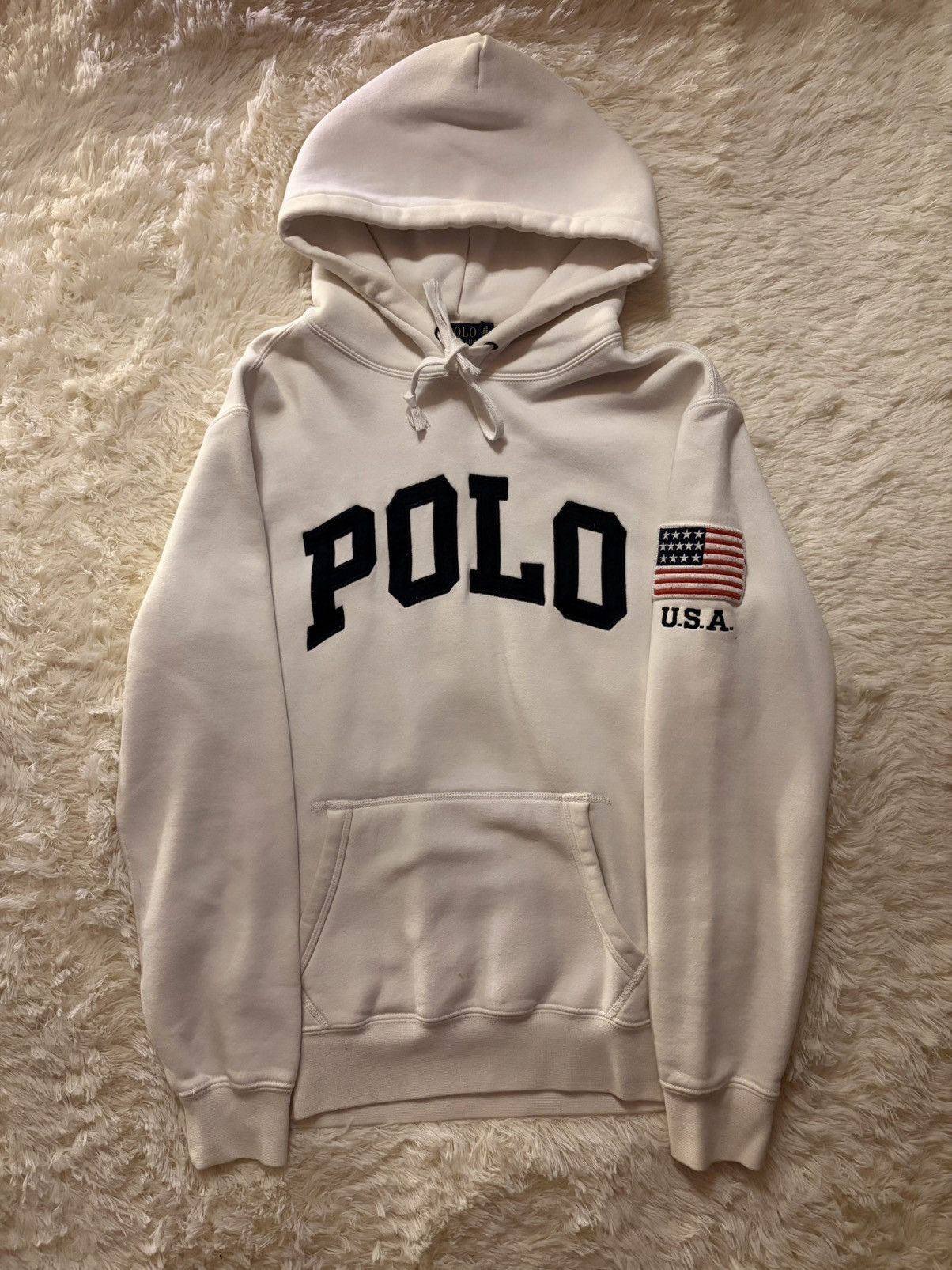 Polo Ralph Lauren Polo Ralph Lauren White Fleece Hoodie Embroidered US Size US S / EU 44-46 / 1 - 1 Thumbnail