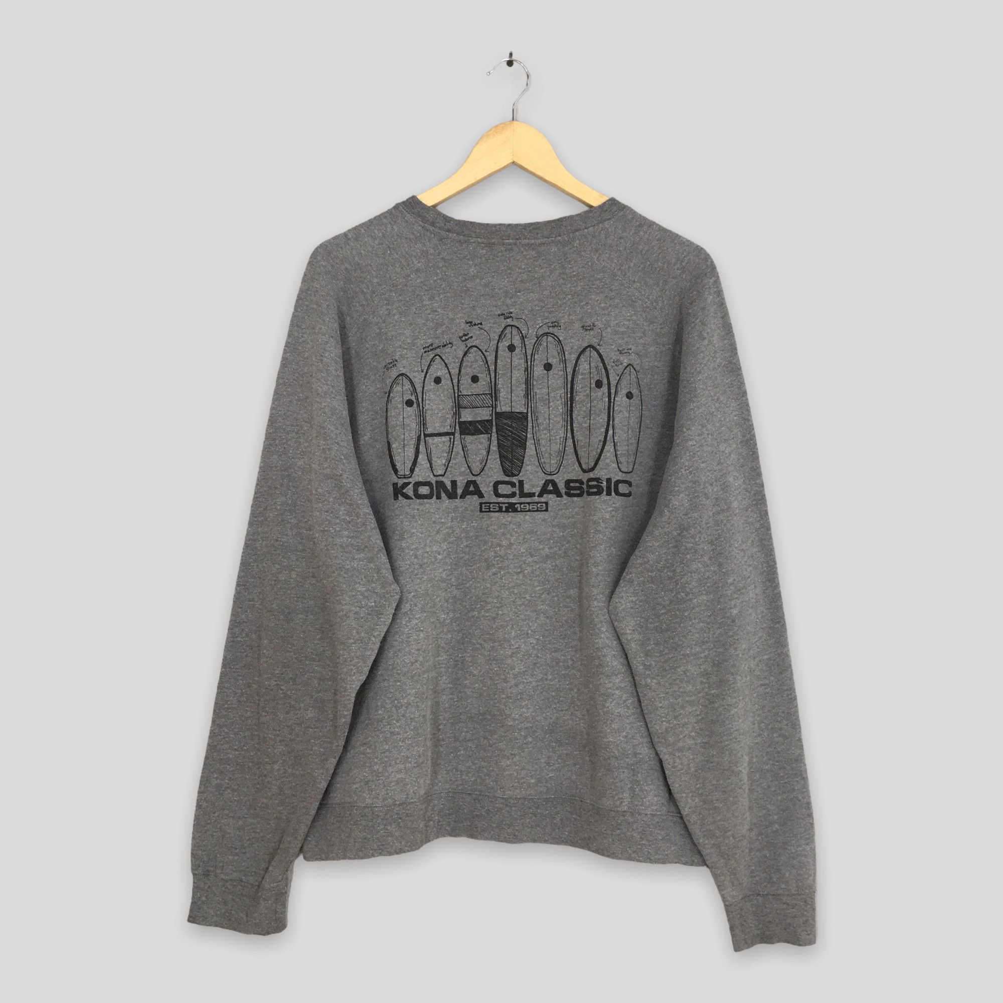 Vintage Vintage 90s Kona Classic Surfboard Gray Sweatshirt Large Size US L / EU 52-54 / 3 - 5 Thumbnail