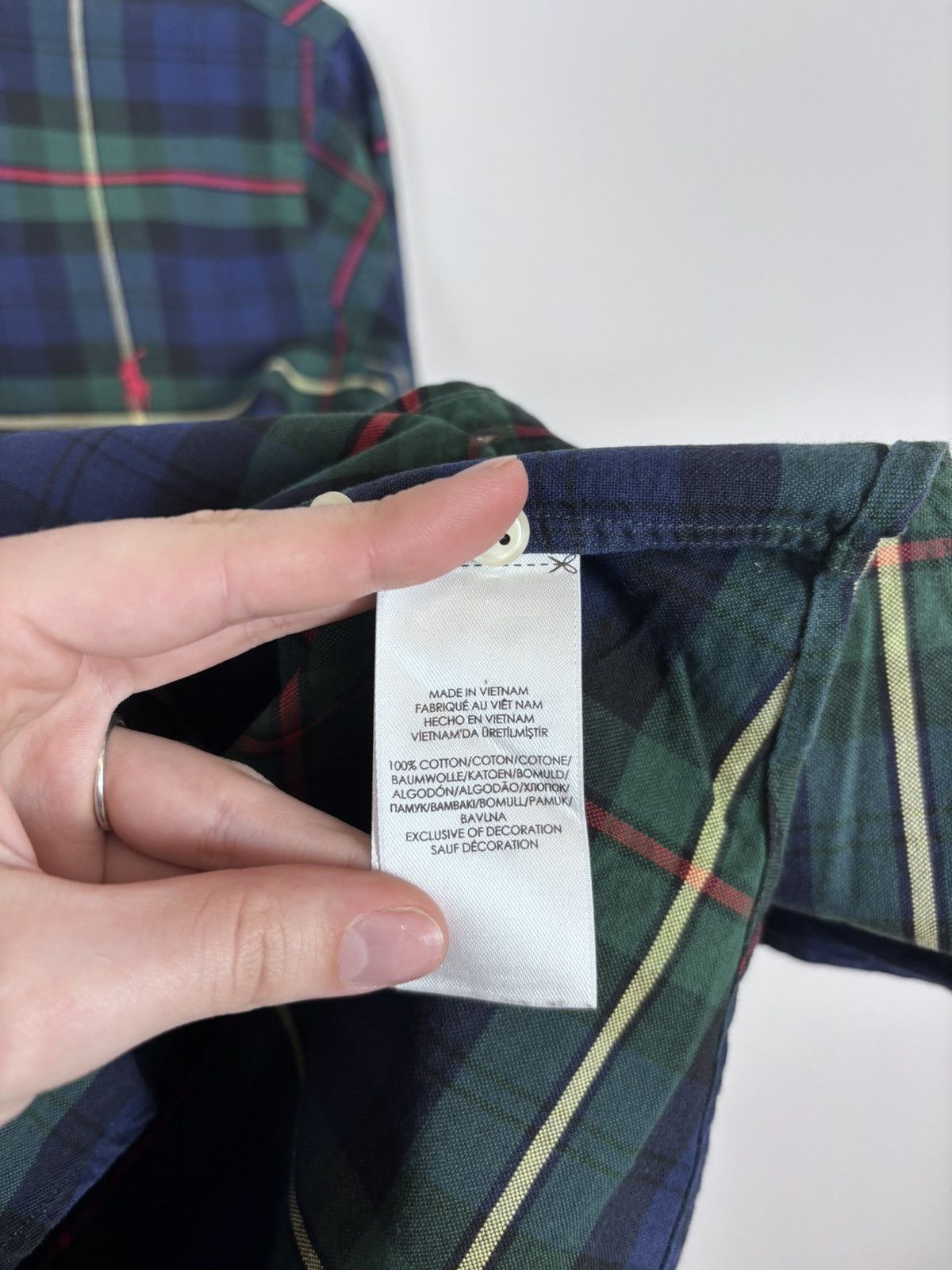 Ralph Lauren Ralph Lauren Men’s Blue Green Tartan Plaid Long Sleeve Shirt Size US XS / EU 42 / 0 - 11 Thumbnail
