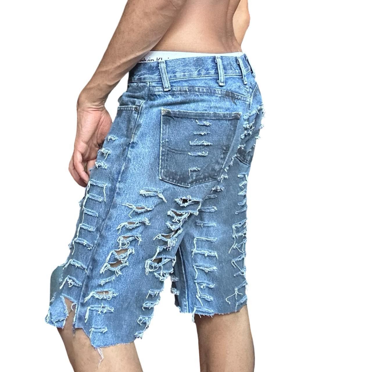 Lee ASTROBOI* x Lee Relaxed Grunge Blue & Blue Denim Shorts 34" Size US 34 / EU 50 - 6 Thumbnail