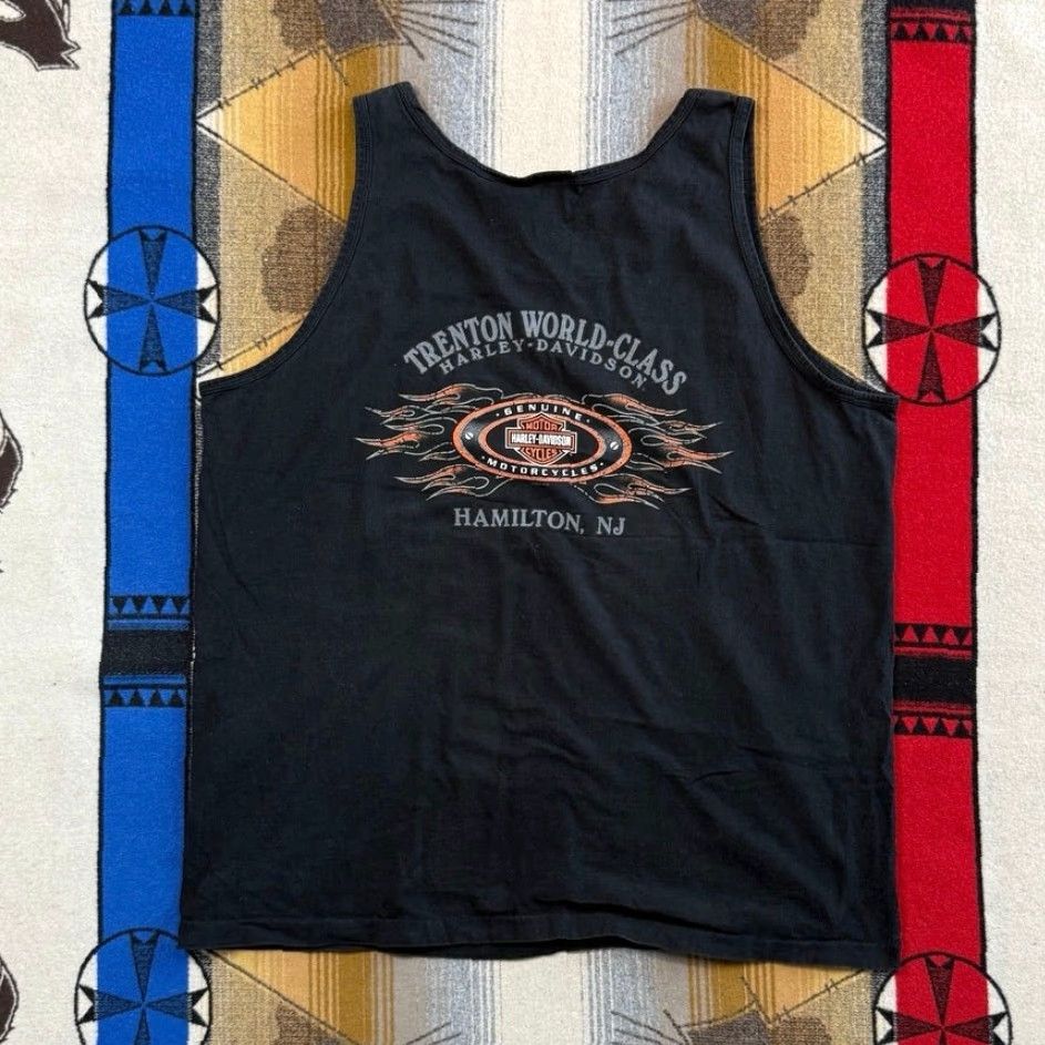 Harley Davidson VINTAGE Harley Davidson Tank Top T-Shirt 2XL Men Black Sleeveless Biker Flames 90s Y2K Size US XXL / EU 58 / 5 - 2 Thumbnail