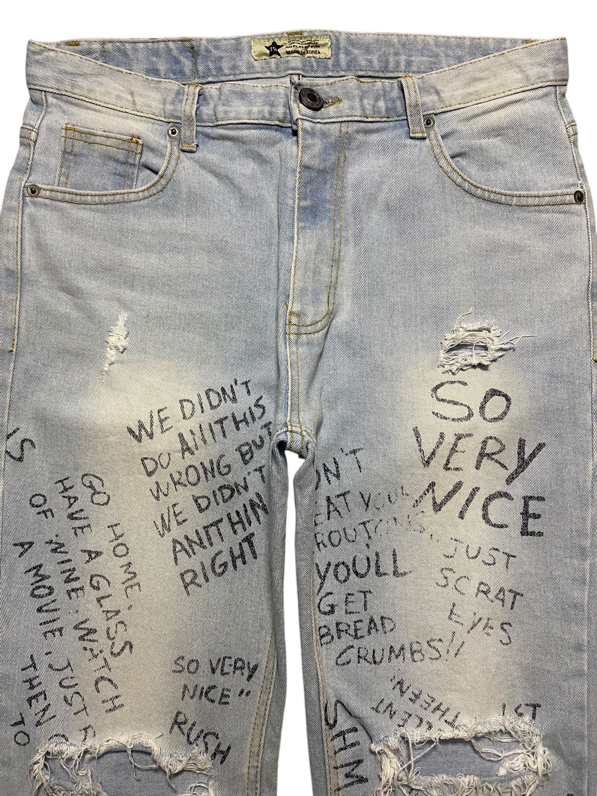 Japanese Brand Customised vintage jeans hand written slogan paint splatter Size US 31 - 3 Thumbnail