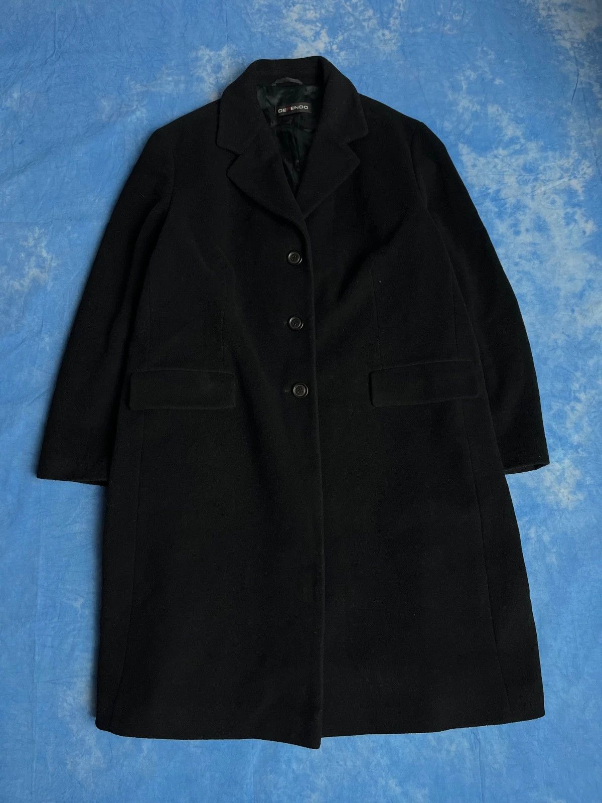 Vintage Vintage Wool Cashmere Avant Garde Long Black Coat Old Money Size US L / EU 52-54 / 3 - 1 Thumbnail