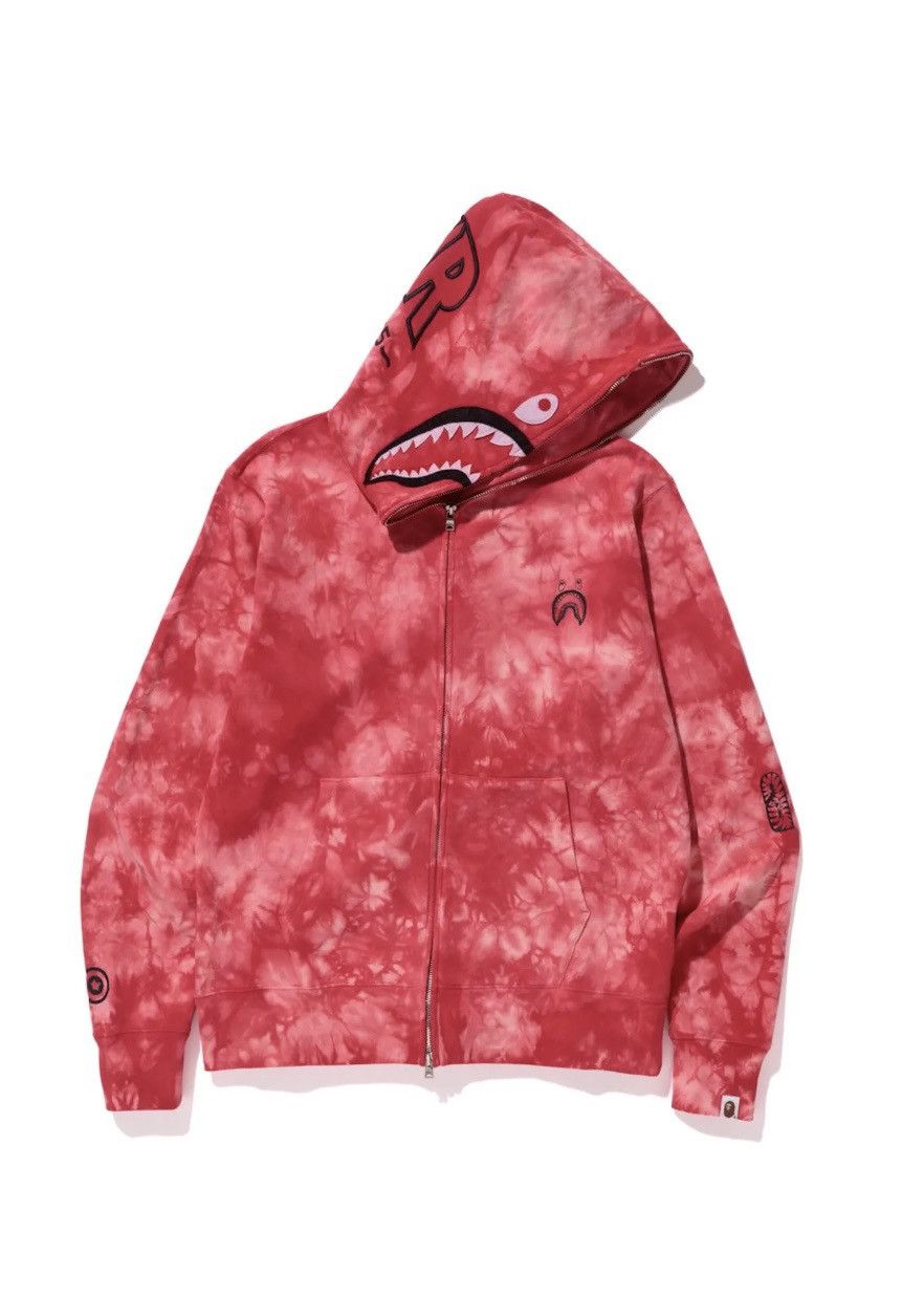 Bape Bape Tie Dye Shark Full Zip Wide Hoodie Red Size US XXL / EU 58 / 5 - 1 Thumbnail