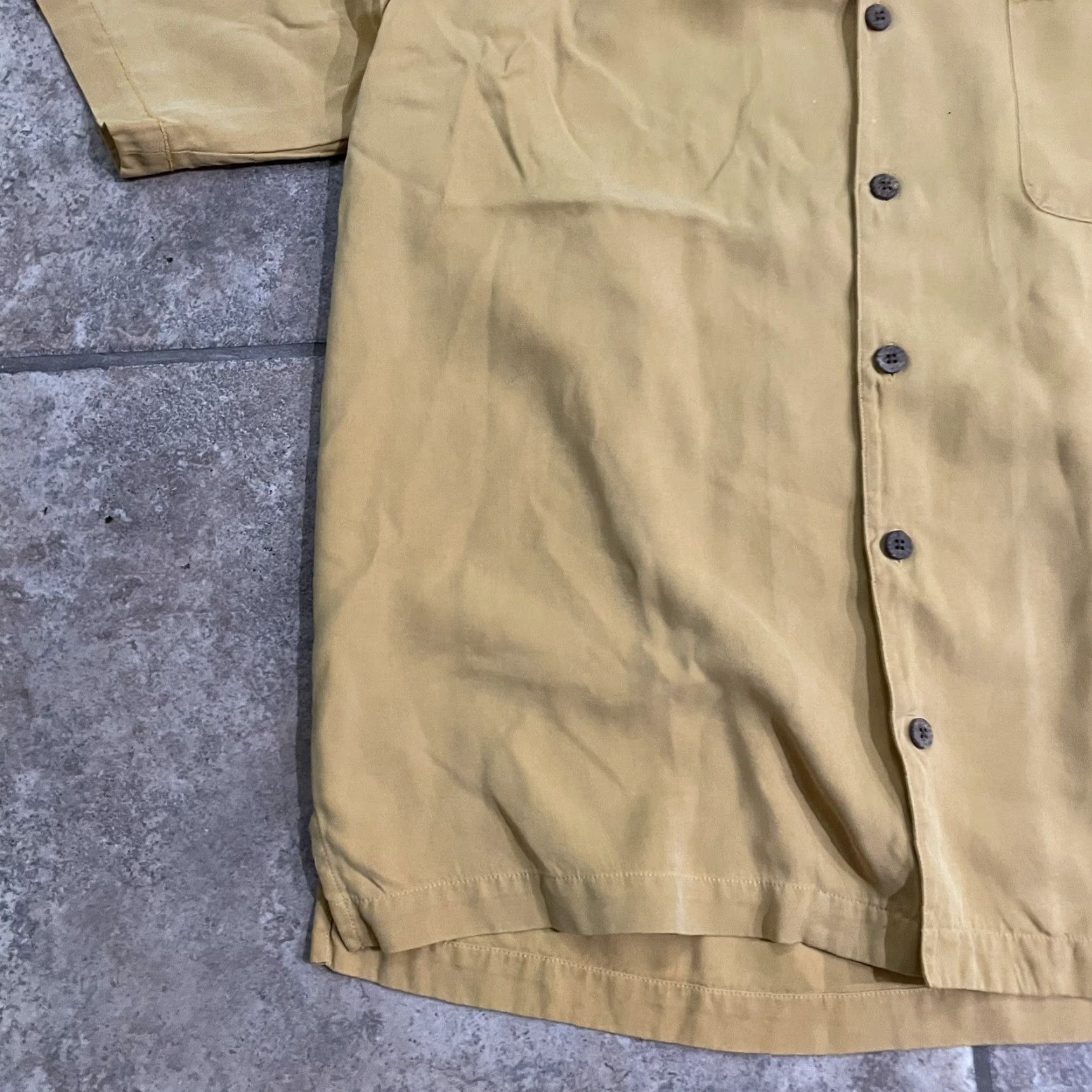 Tommy Bahama TOMMY BAHAMA 100% Silk Yellow Hawaiian Shirt Button-Up Mens Size M Size US M / EU 48-50 / 2 - 3 Thumbnail
