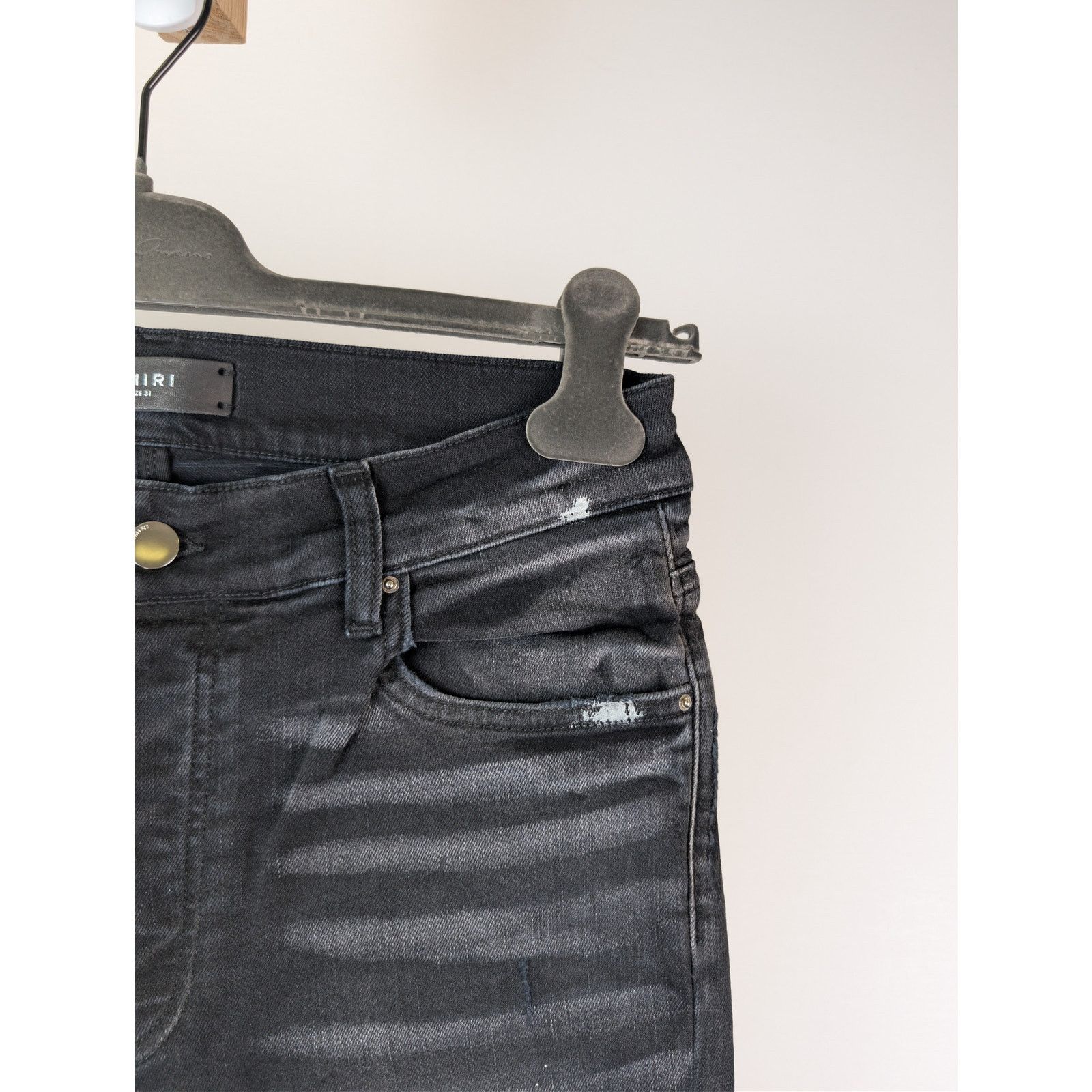 Amiri o1rshd1 MX1 Plaid Denim Jeans in Aged Black Size US 31 - 5 Thumbnail