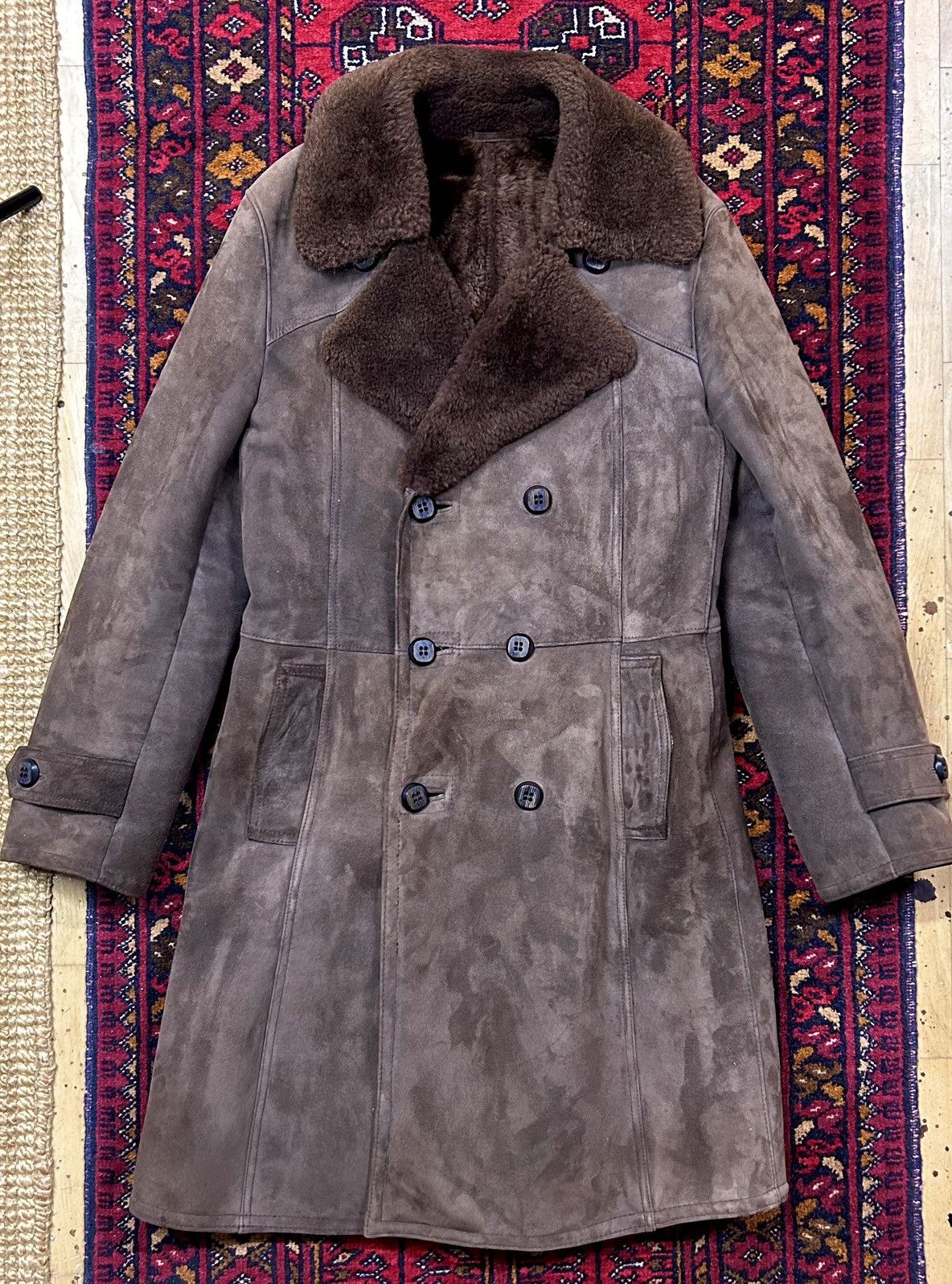 Japanese Brand × Vintage Vintage Scandinavian Warm Suede Double Breasted Long Coat Size US M / EU 48-50 / 2 - 1 Thumbnail