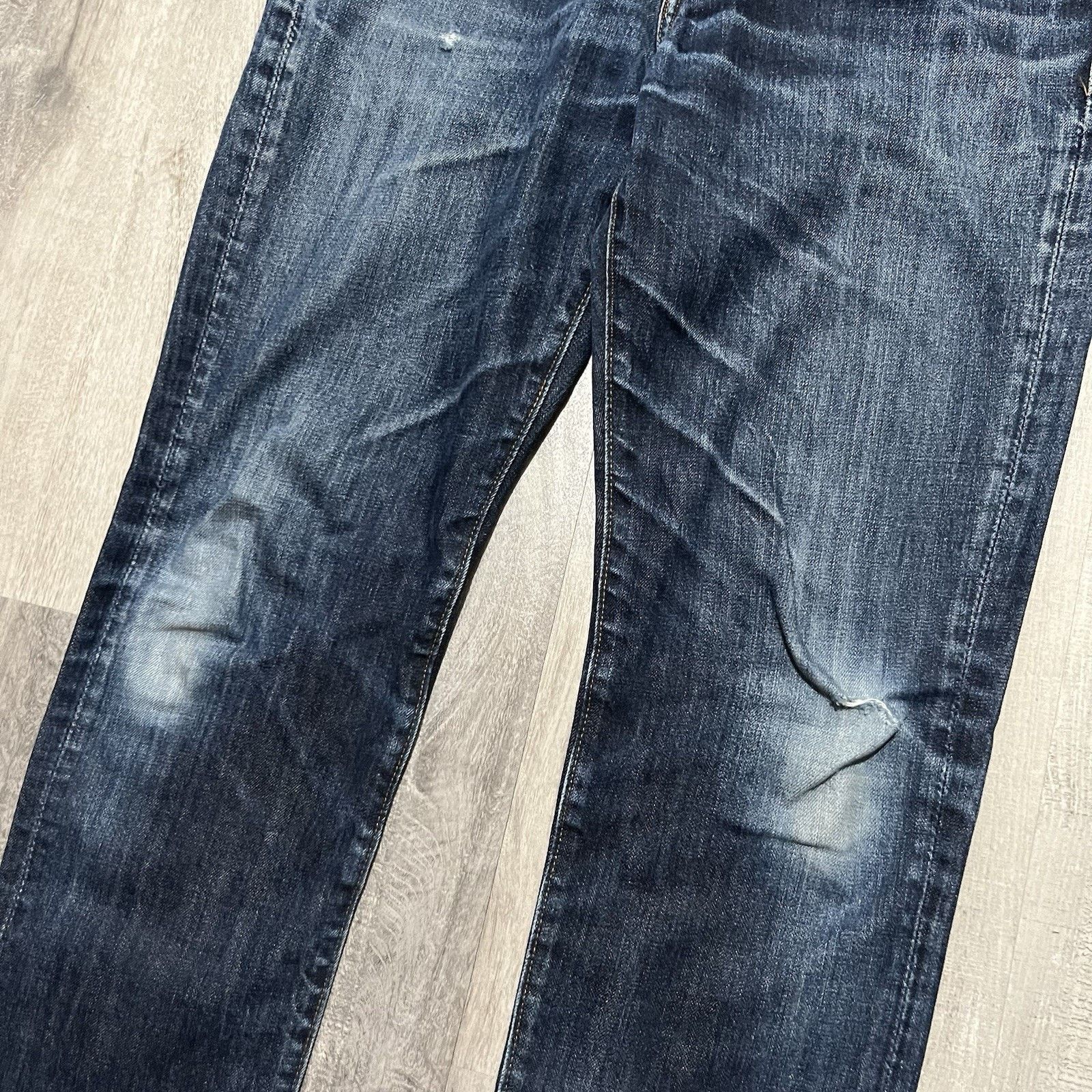 J.Crew J. Crew 770 Dark Wash Raw Indigo Jeans Faded Distressed Fit Size US 33 - 3 Thumbnail