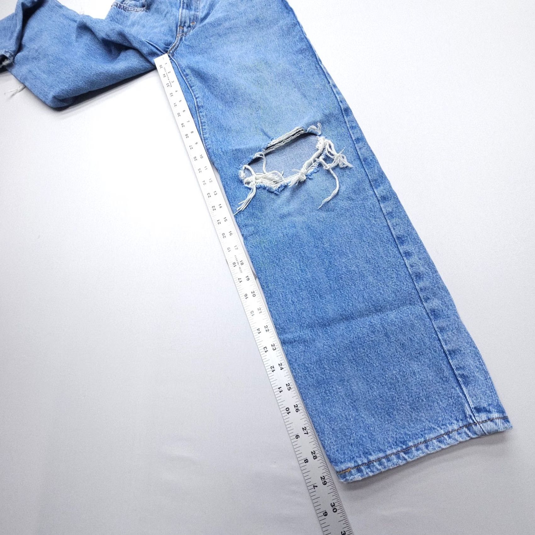 Levi's Levi's Jeans Baggy Straight 94 Womens 24 Blue Inseam 29" Distressed 100% Cotton Relaxed Vintage: No Size 42" / US 20 - 6 Thumbnail
