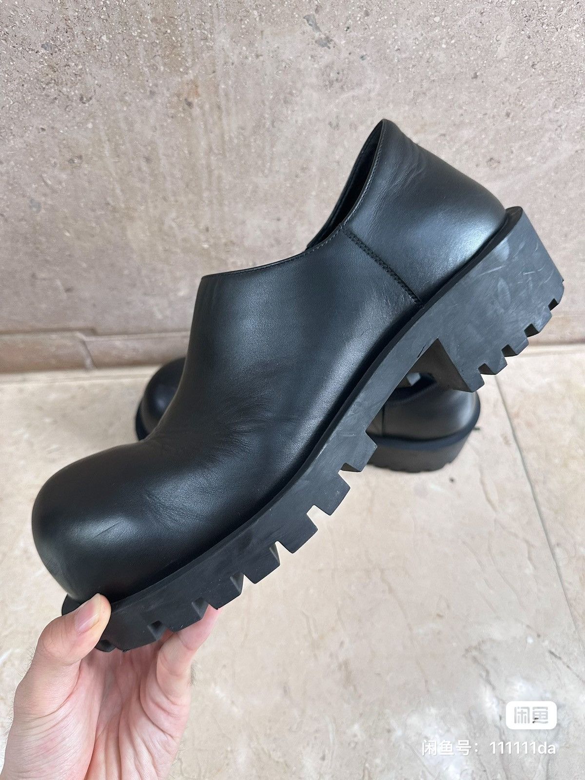 image of Balenciaga Hummer Derby Leather Shoes in Black, Men's (Size 10)