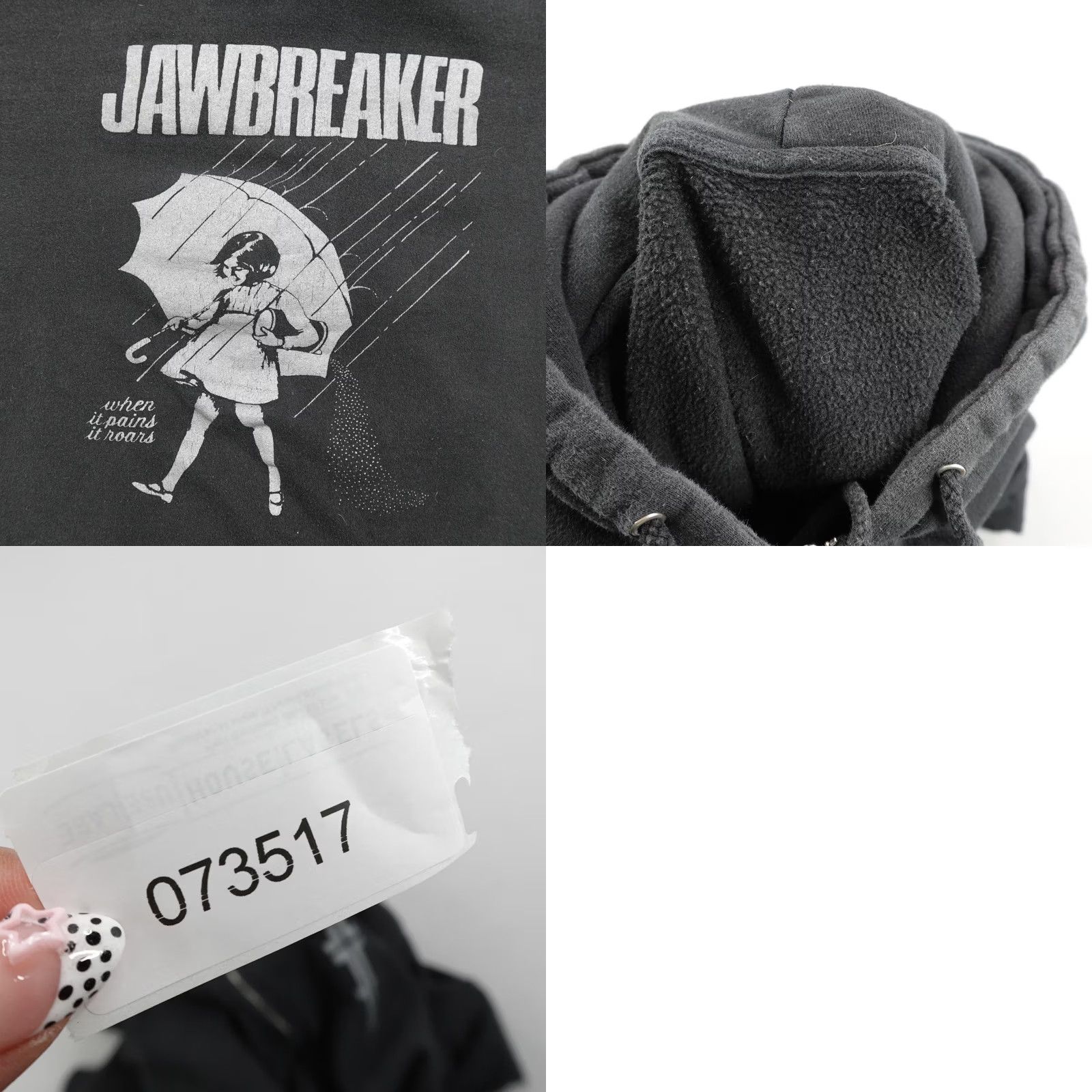 Roar VINTAGE Jawbreaker Hoodie 2XL Black Sweatshirt When It Pains It Roars Full Zip Size US XXL / EU 58 / 5 - 8 Thumbnail