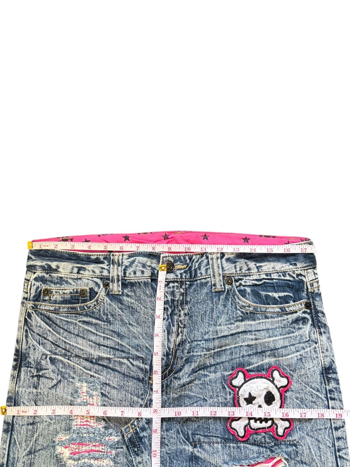 Fubu Vintage Japanese Brand Crack Wash Distress Loose Jeans Size 35" - 6 Thumbnail