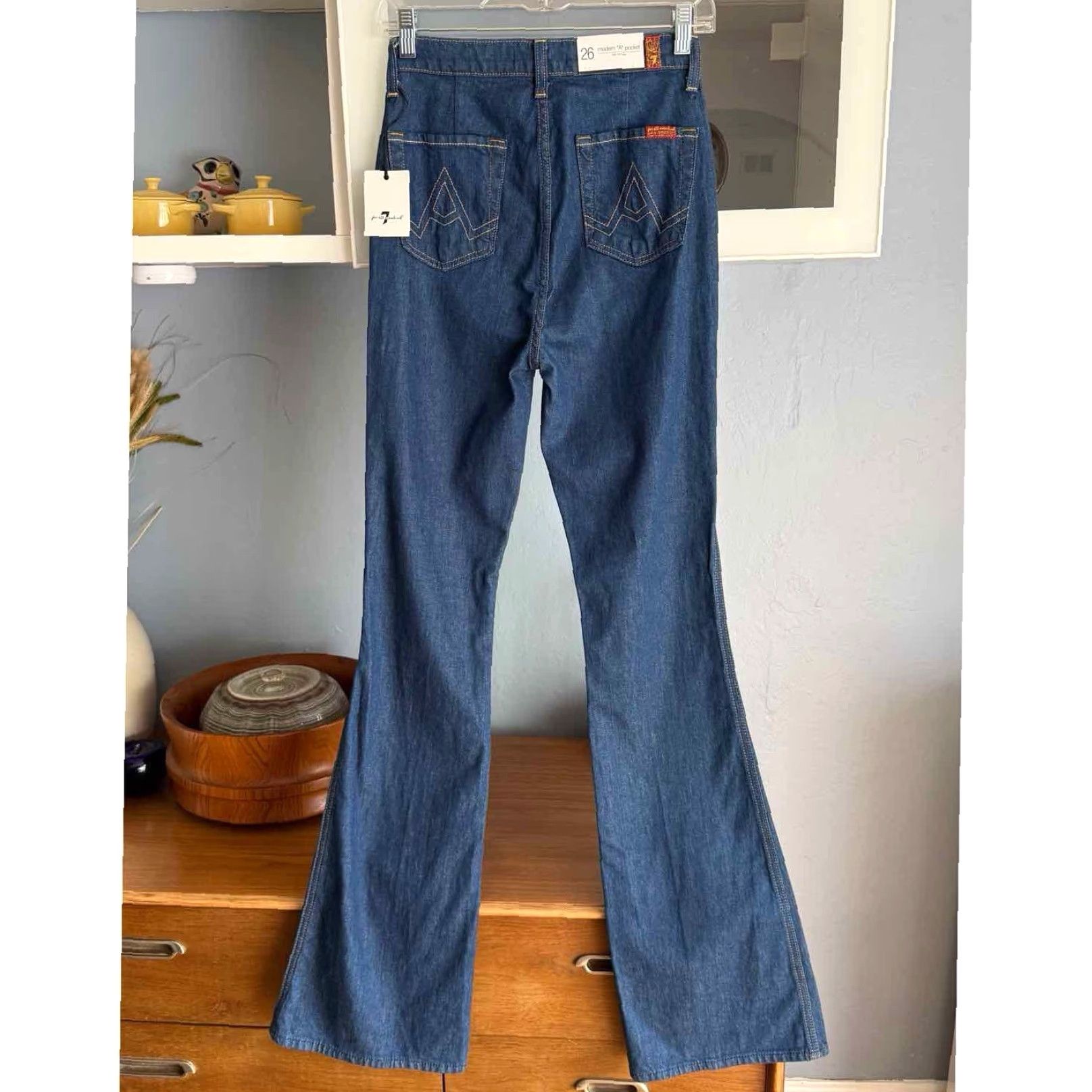 7 For All Mankind VINTAGE 7 FOR ALL MANKIND High Rise Flare Jeans A Pocket 26 Blue Women 7 For All Mankind Jeans Limited Ed. Capsule Collection 90s? Size 26" / US 2 / IT 38 - 3 Thumbnail