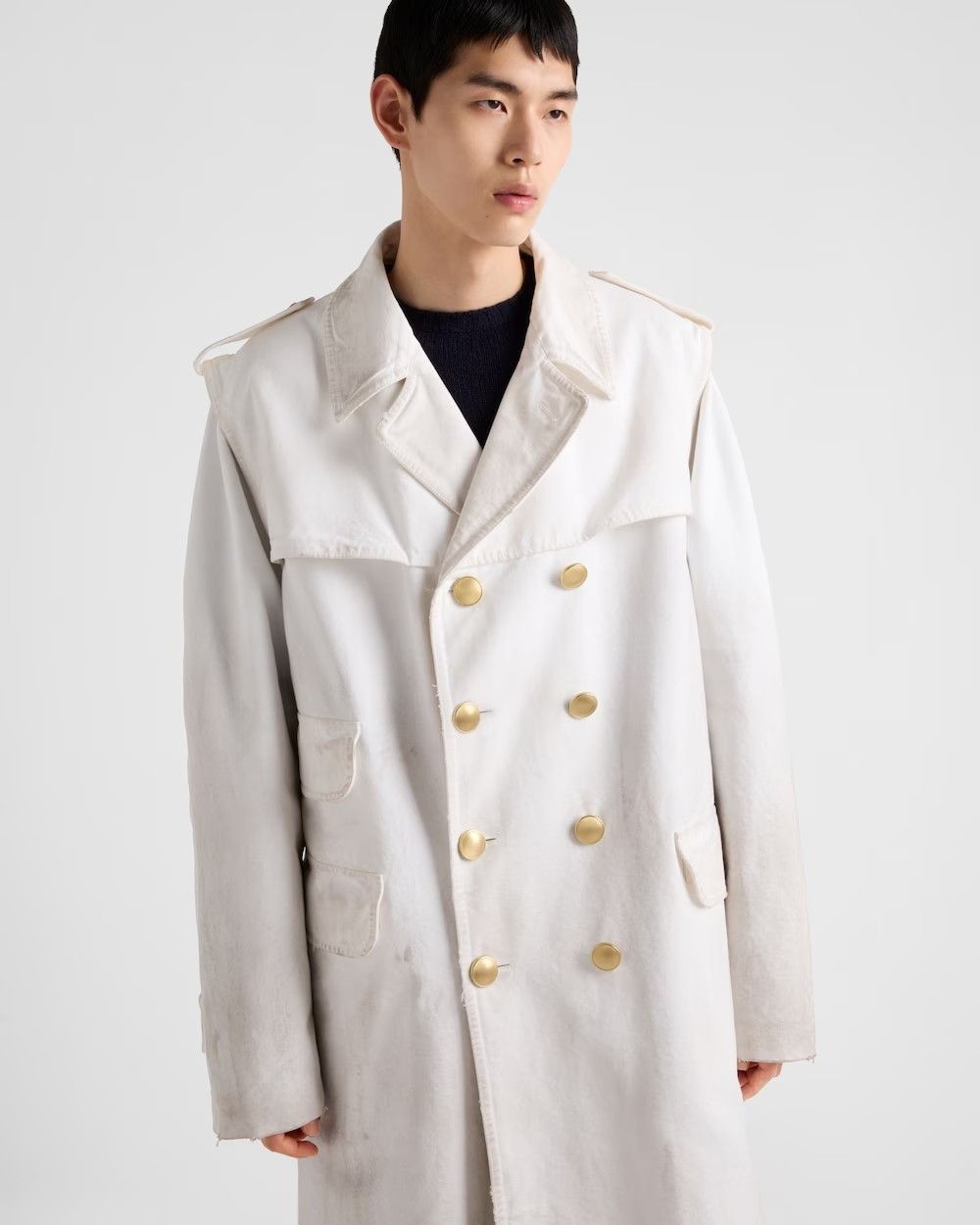 Prada o1bcso1str1025 Canvas Old Coat in White Size US M / EU 48-50 / 2 - 4 Thumbnail