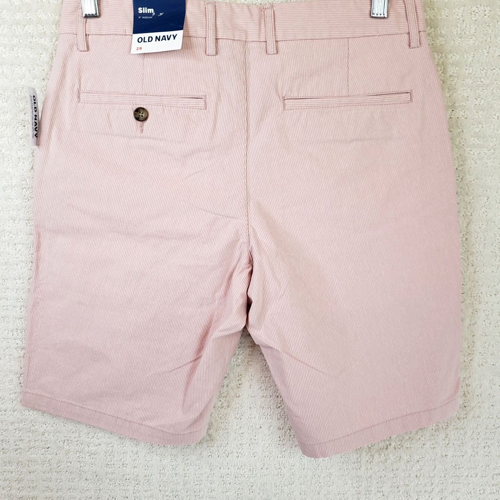 Old Navy Old Navy Pink Stripe Slim Fit Men's Chino Bermuda Shorts 29x9 Flat Front Casual Size US 29 - 5 Thumbnail