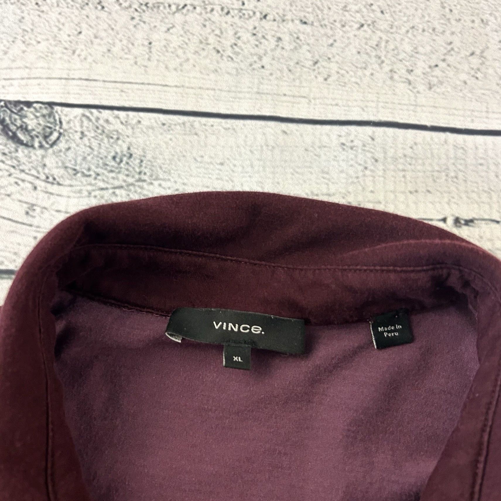 Vince Vince Long Sleeve Button-Front Rugby Shirt Men's XL Maroon Size US XL / EU 56 / 4 - 2 Thumbnail