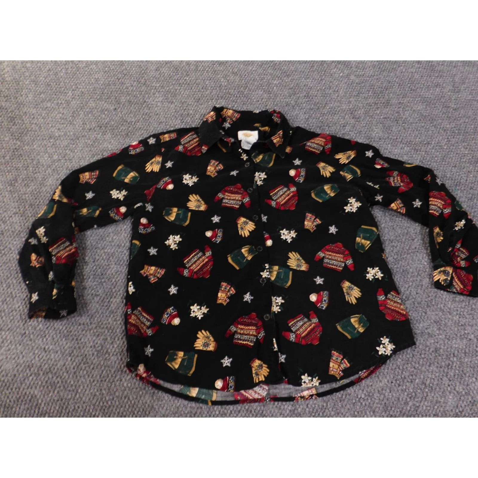 Talbots Talbots Petite Small Corduroy Button-Up Top Black Floral Cotton Womens PS Small Size S / US 4 / IT 40 - 4 Thumbnail