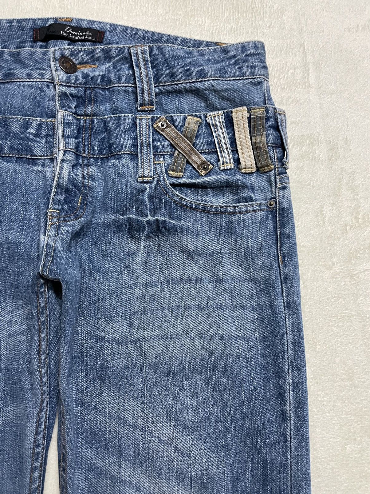 Japanese Brand Vintage Dominate Double Waist Mudwash Denim Jaens Size US 35 - 4 Thumbnail