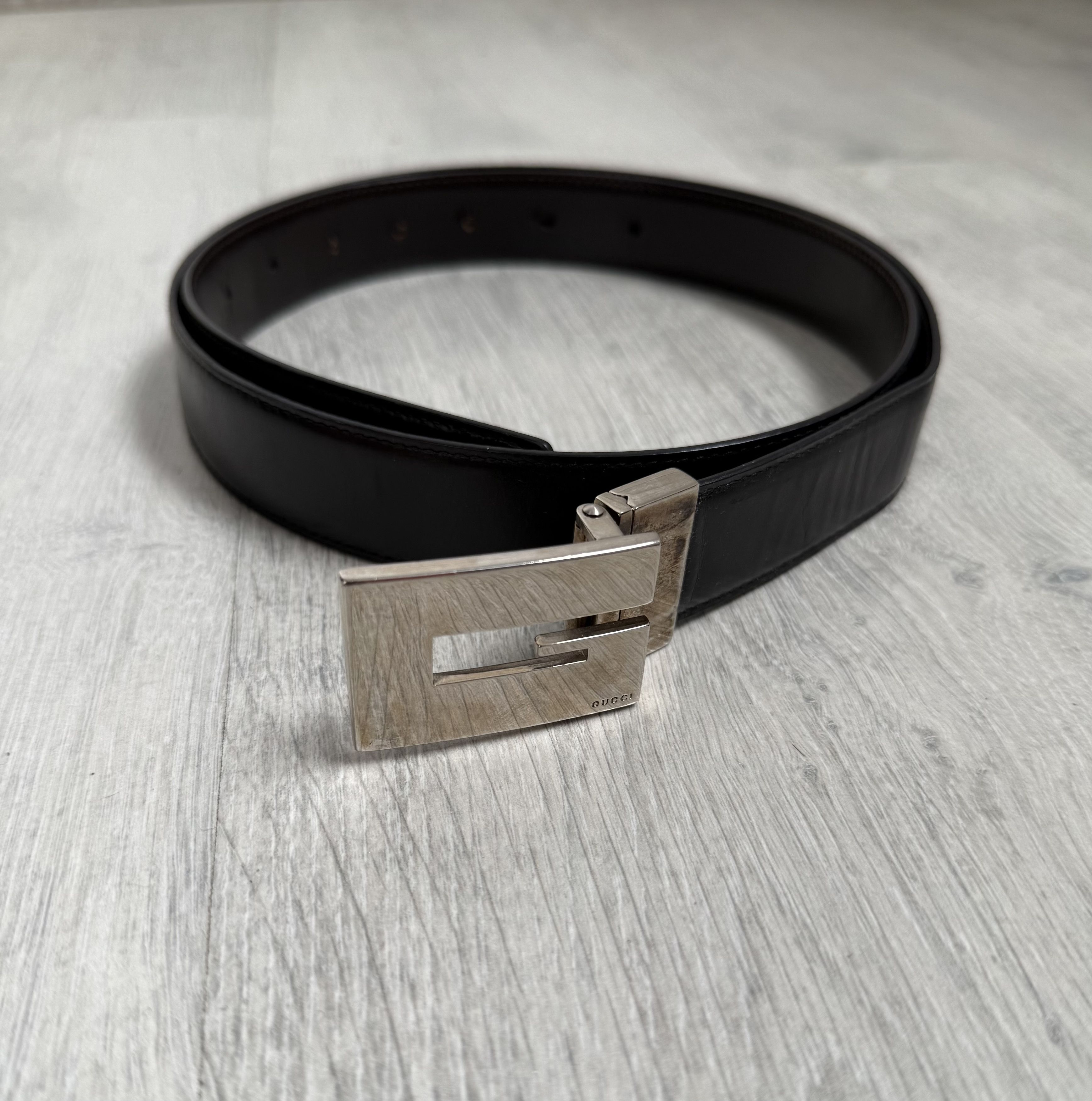 Gucci Vintage 1998 Gucci Tom Ford Era G Buckle Black Leather Belt Size ONE SIZE - 2 Thumbnail