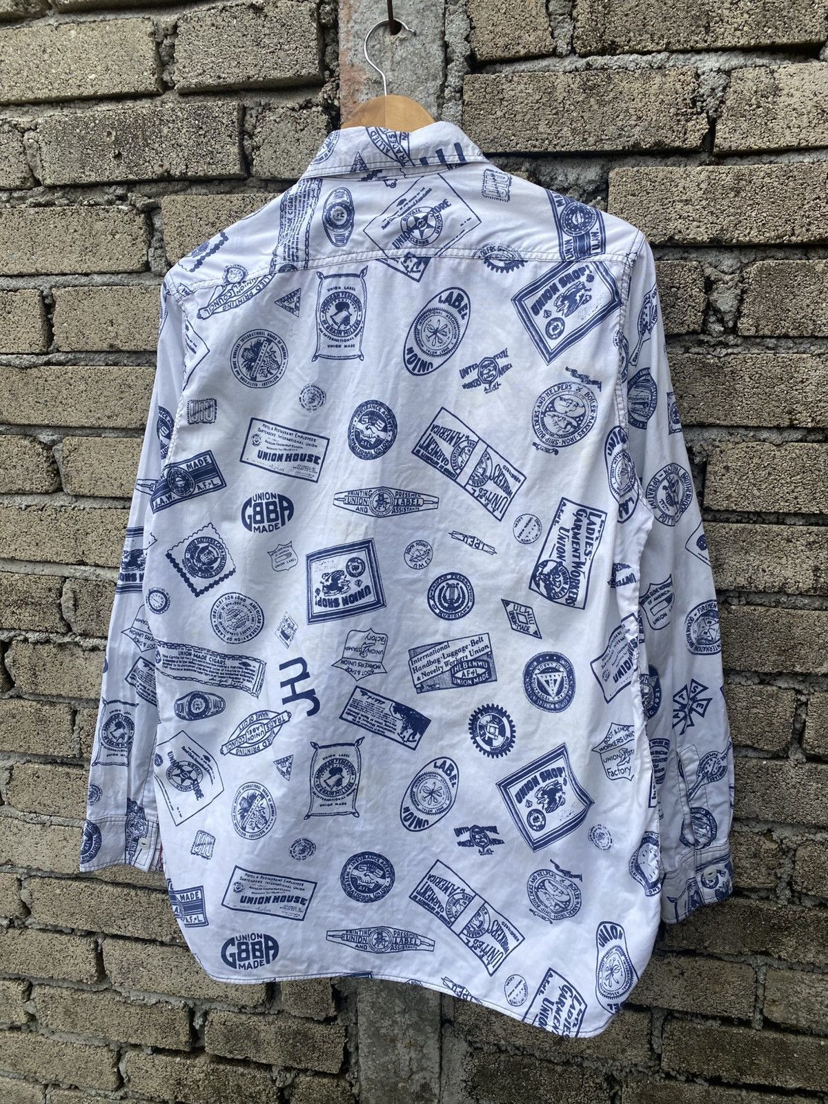 Sugar Cane Sugar Cane Long Sleeve Shirt – Allover Union Label Print Size US L / EU 52-54 / 3 - 3 Thumbnail