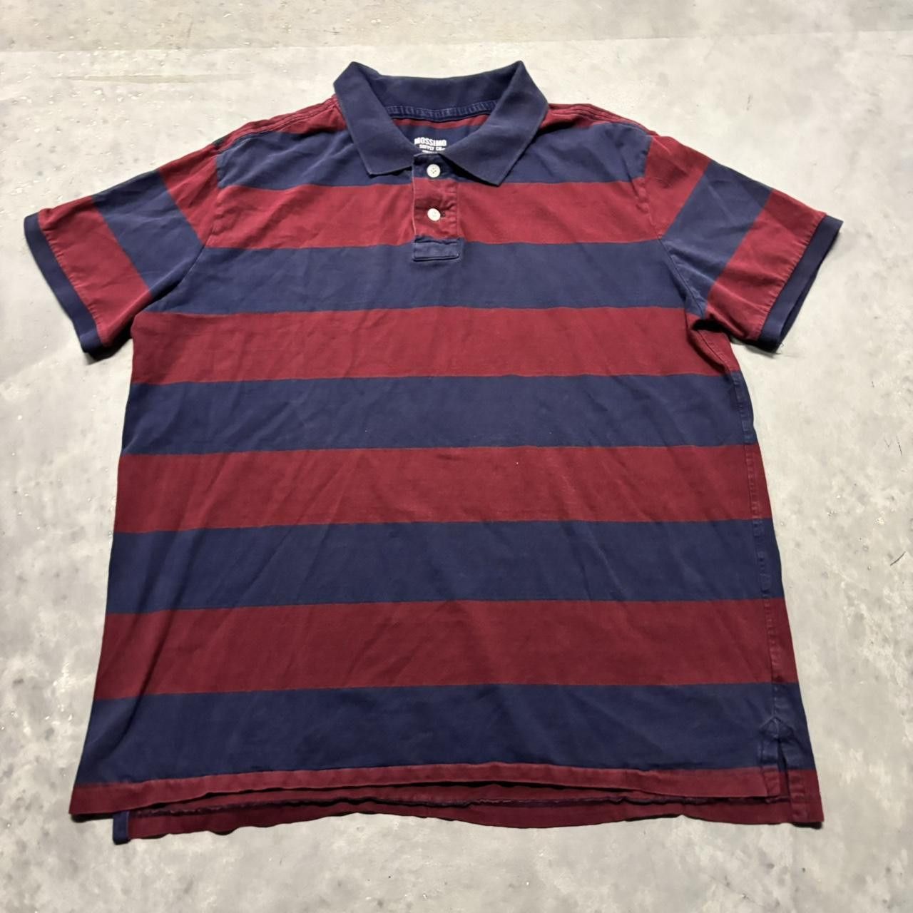 Japanese Brand × Vintage Crazy Vintage Y2K/2000s Red & Navy Striped Essential Polo Shirt! Size US XL / EU 56 / 4 - 1 Thumbnail