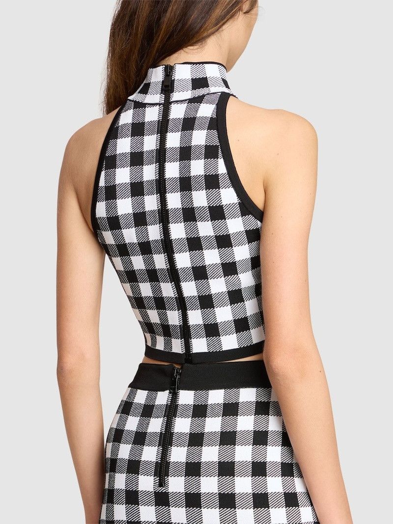 Balmain o1s1wg110825 Check Knit Hight Neck Vest in Multicolor Size L / US 10 / IT 46 - 4 Thumbnail