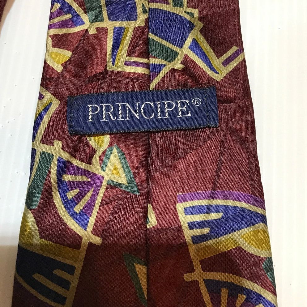 Principe Principe Red Geometric Short Wide Men Necktie Size ONE SIZE - 4 Thumbnail