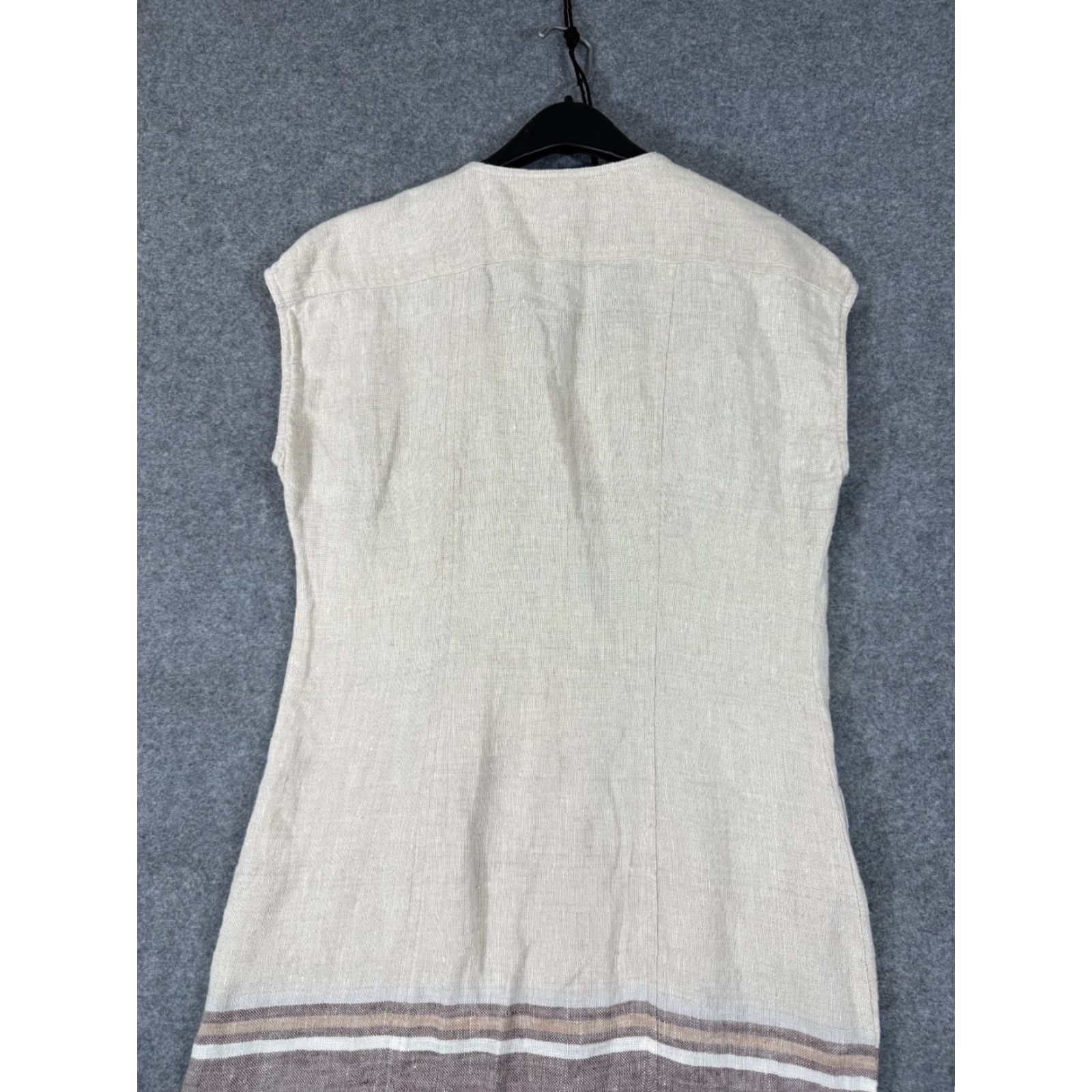 Tommy Bahama Tommy Bahama Linen Dress Womens M Beige Malene Stripe Pockets Button Front Dress Size M / US 6-8 / IT 42-44 - 7 Thumbnail