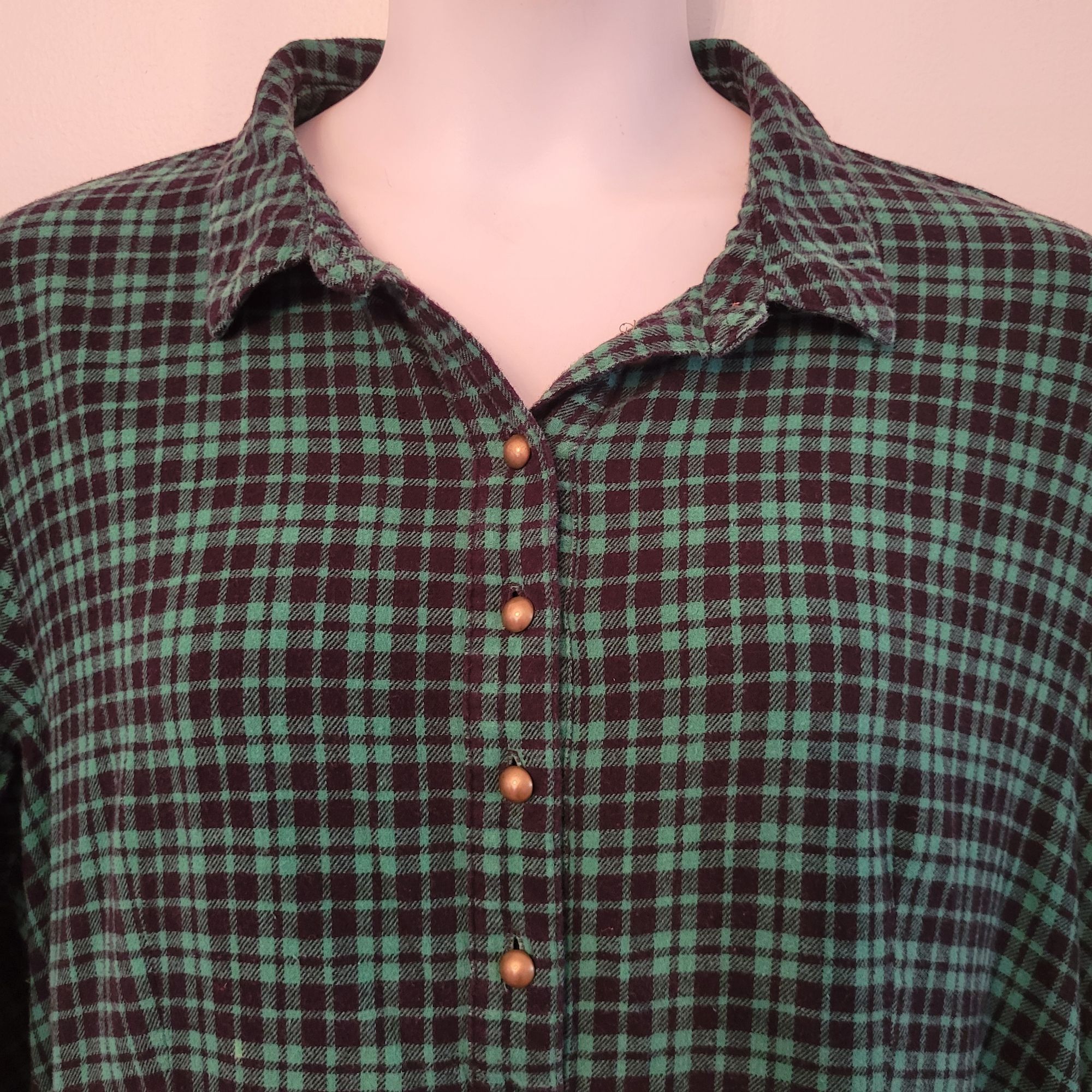 Other Woman Within 26W Plaid Green Black Button Down Dress Pockets Size 4XL / US 24-26 - 4 Thumbnail