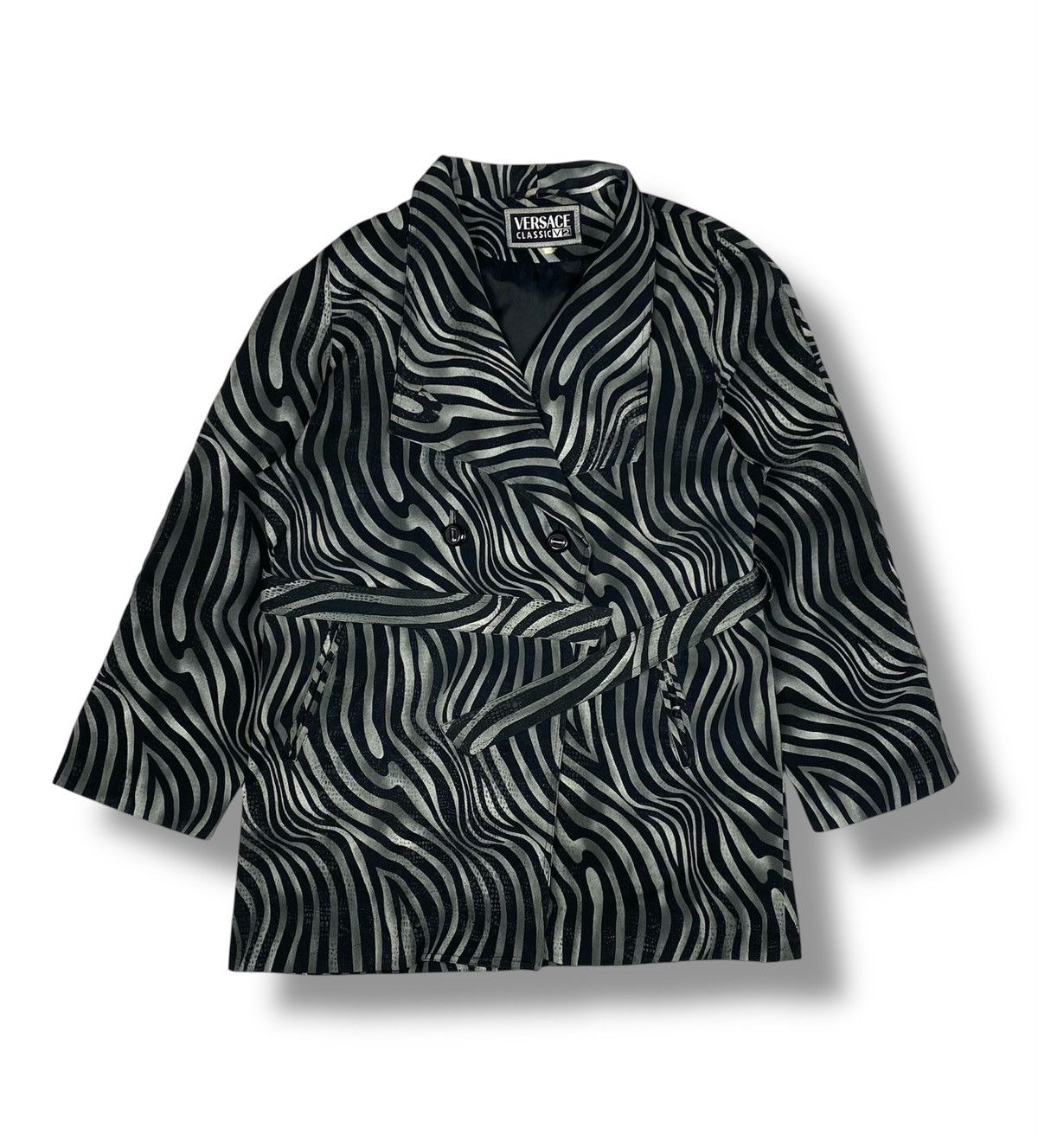 Versace Vintage Gianni Versace V2 Zebra Print Belted Wrap Jacket Size XL / US 12-14 / IT 48-50 - 1 Thumbnail