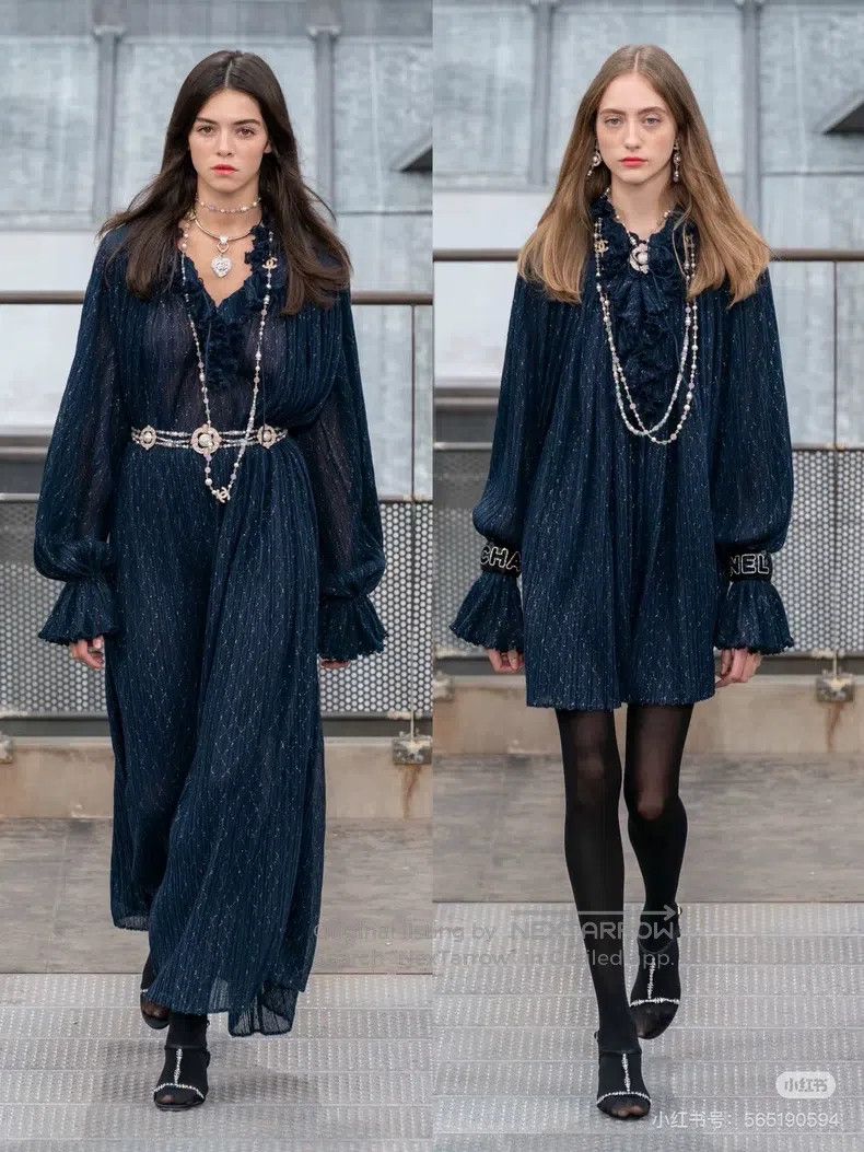 Chanel Chanel Roof Series Dark Blue Thin Glitter Ruffle Long-slee Size XS / US 0-2 / IT 36-38 - 7 Thumbnail