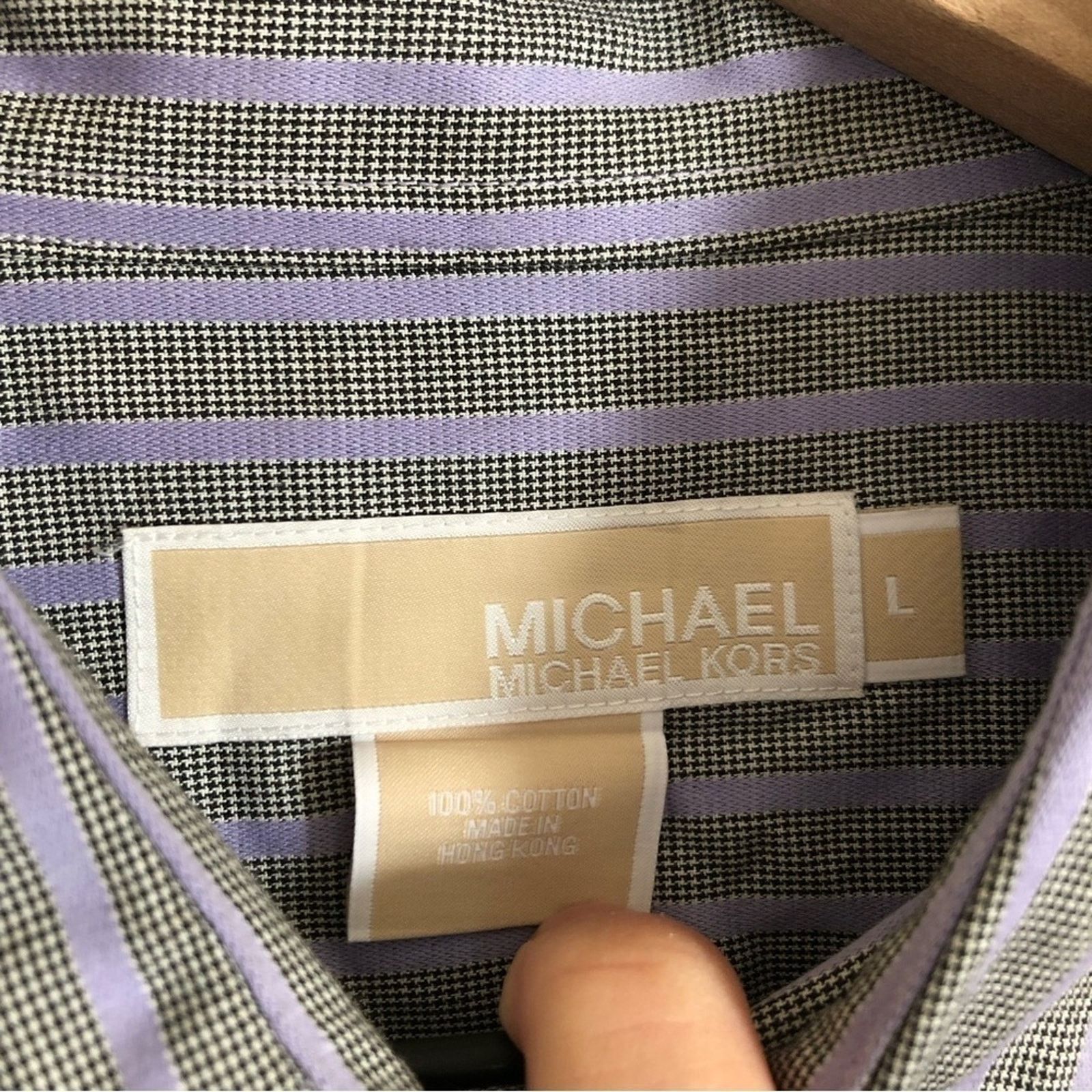 Michael Kors Michael Kors Purple Long Sleeve Button Down Striped Shirt Size US L / EU 52-54 / 3 - 5 Thumbnail