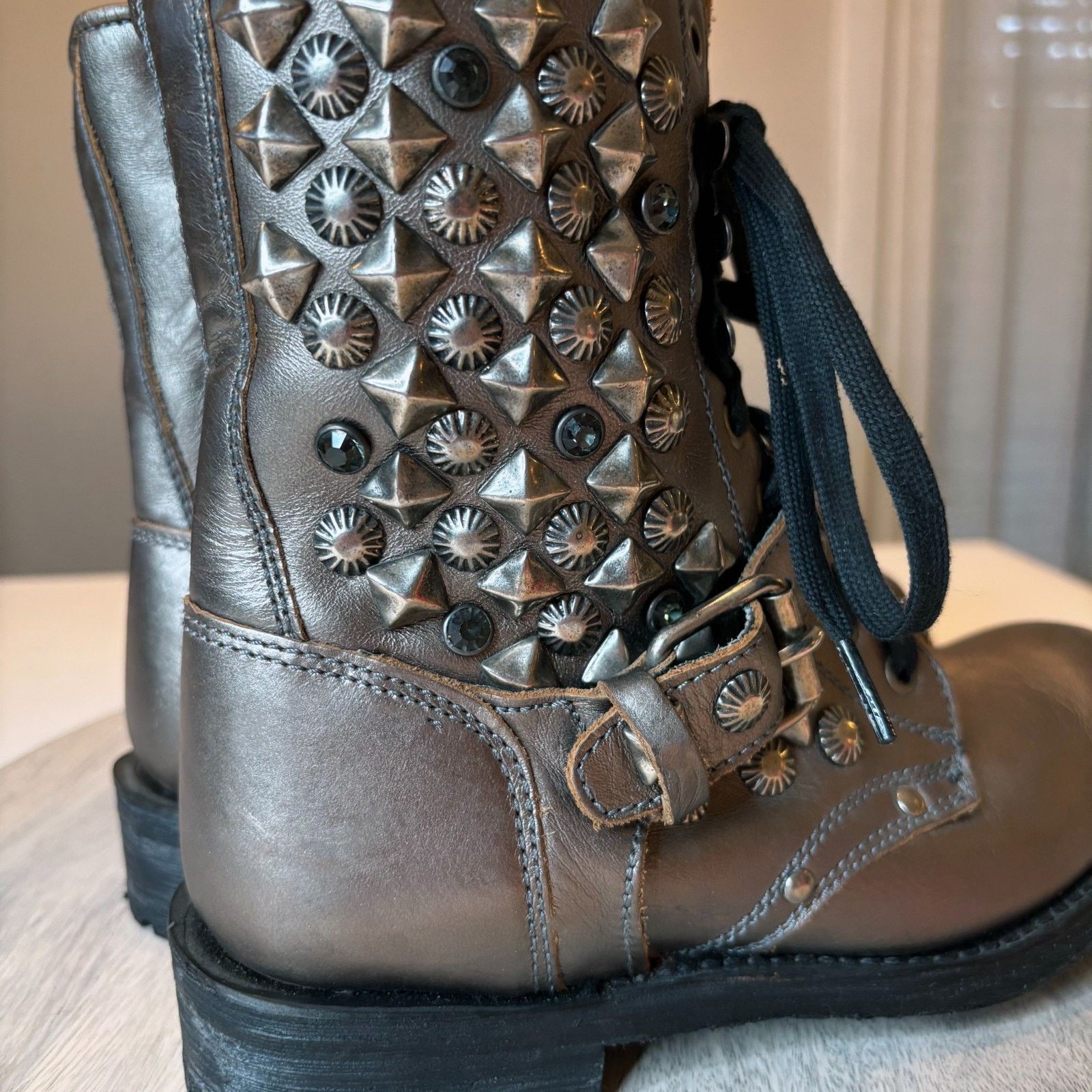 ASH ASH Ryanna US 7.5 - 8 EU 38 Metallic Studded Combat Boots Size US 7.5 / IT 37.5 - 7 Thumbnail