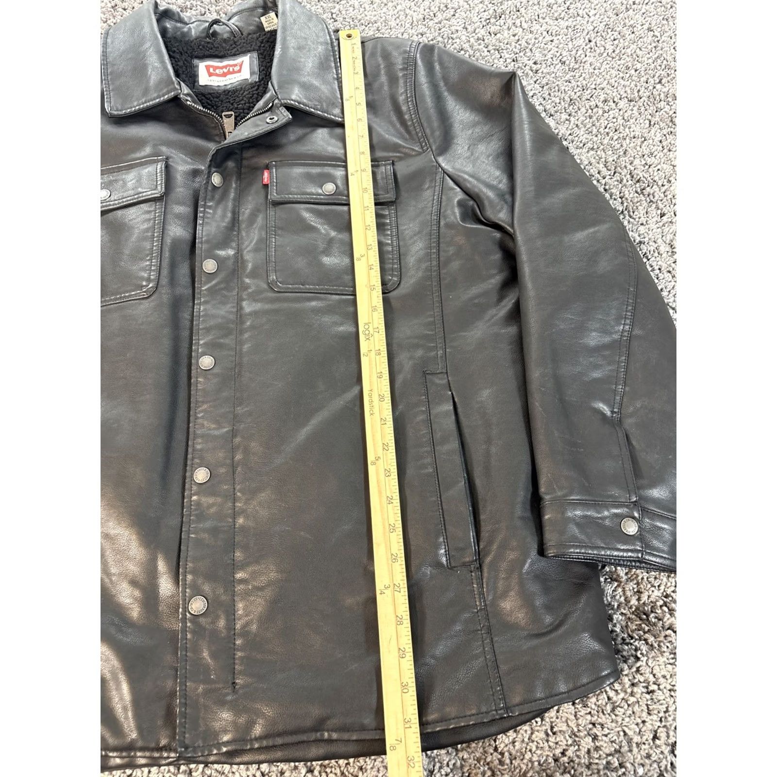 Levi's Levi's Jacket Black Mens 2XL Faux Leather Sherpa Lined Bomber Biker Moto Mid-Length Full Zip Size US XXL / EU 58 / 5 - 2 Thumbnail