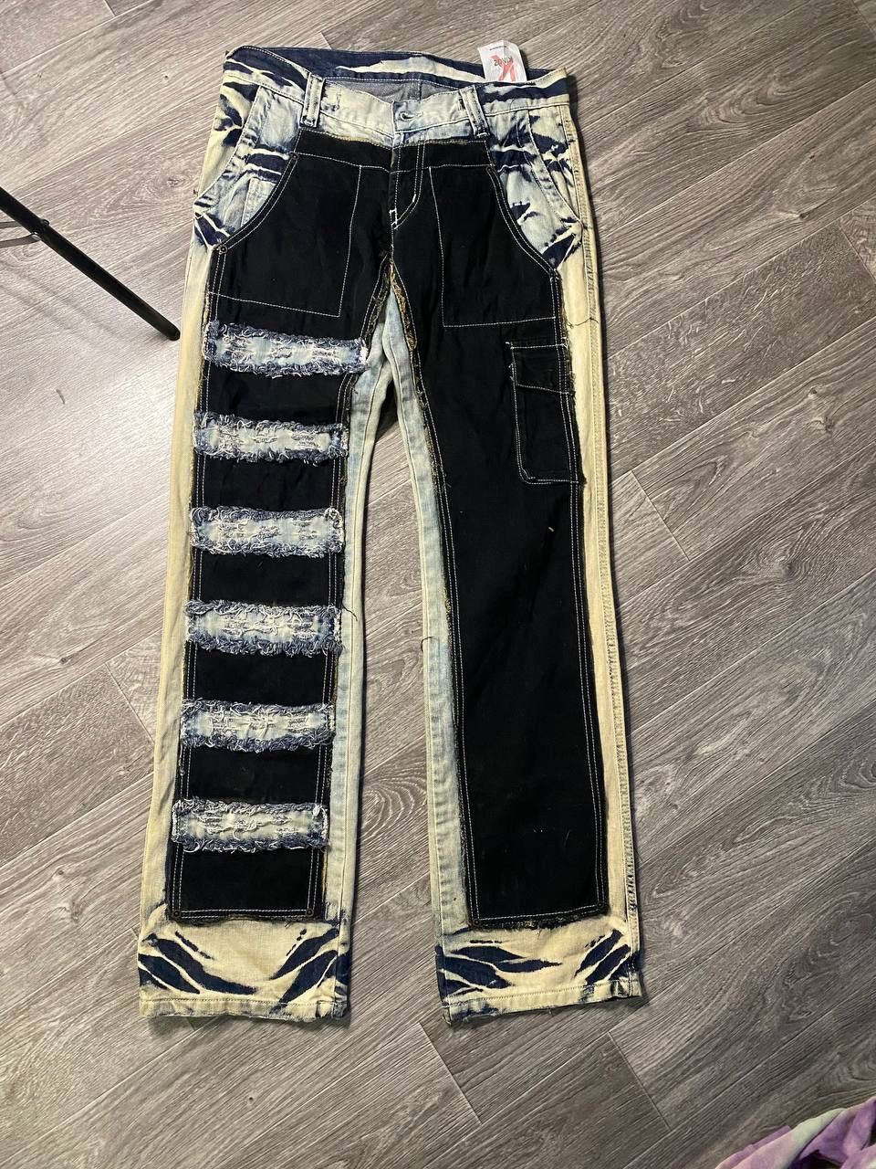 Japanese Brand Avantgarde Kingz Washed Straight Jeans Patchwork Opium Y2K Size US 29 - 1 Thumbnail