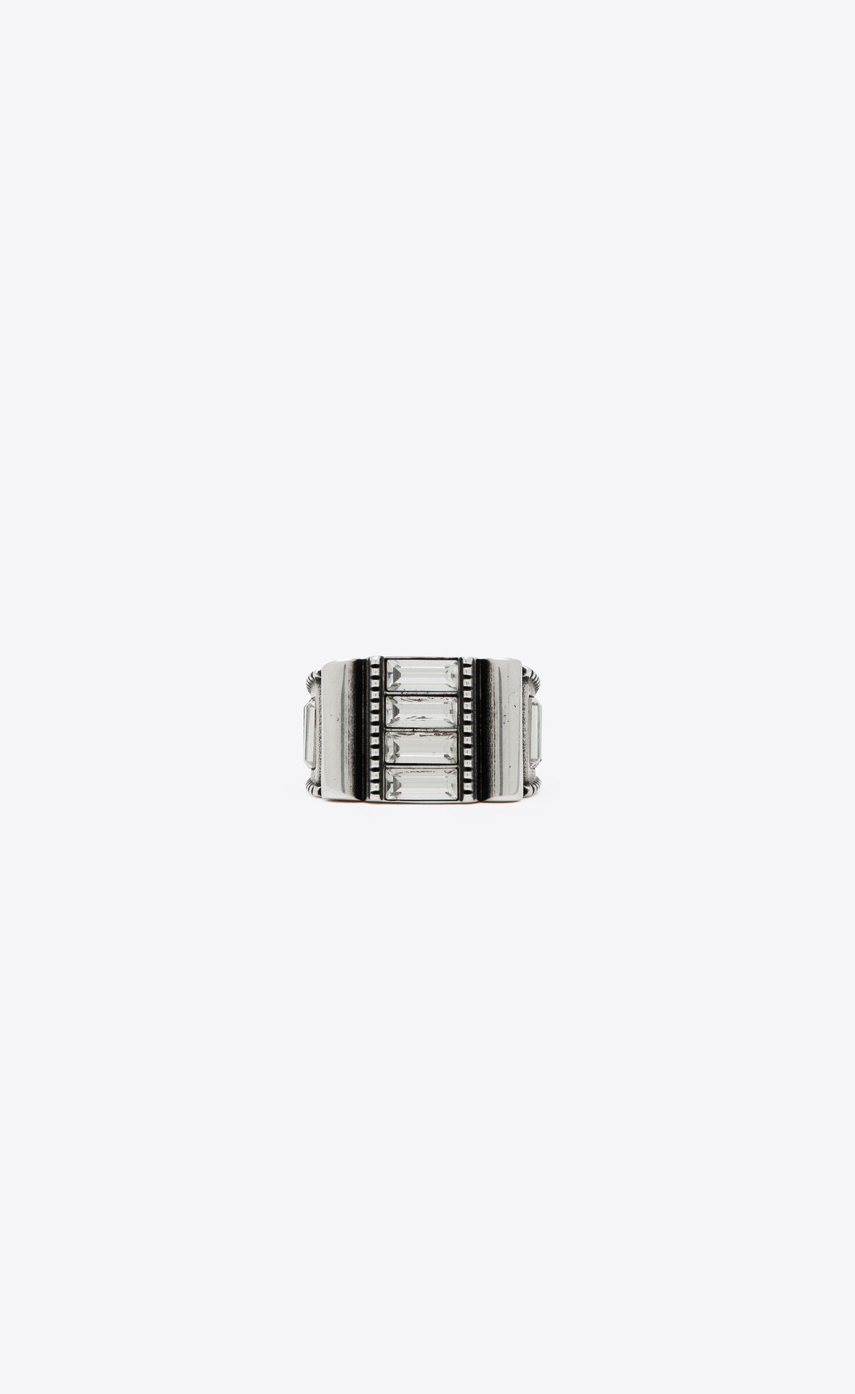 Saint Laurent Paris o1b1hav111124 Size: OS / Empire Rhinestone Ring in Silver Size ONE SIZE - 2 Thumbnail